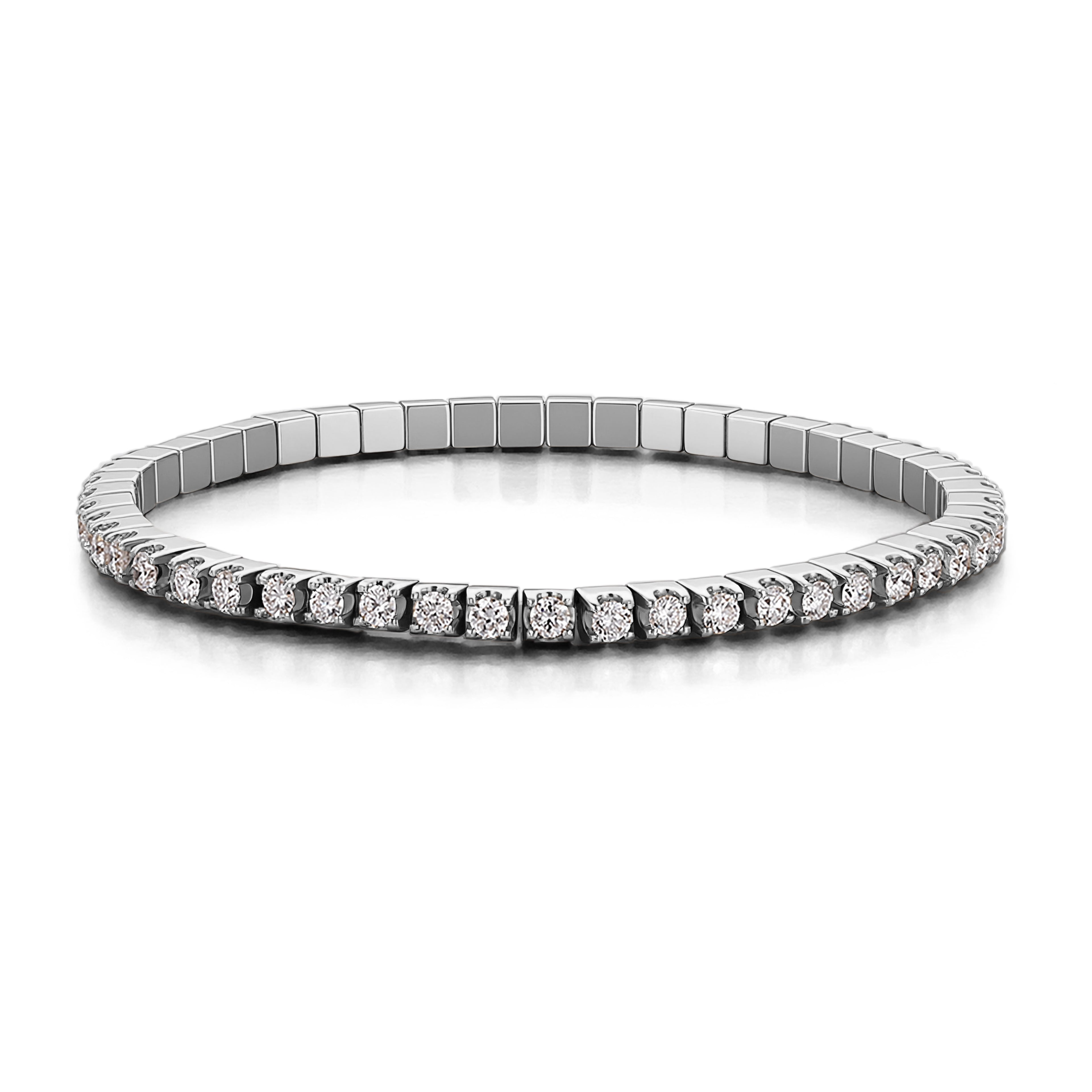 Eternal Radiance Tennis Bracelet | 2.5Ctw Round Cut Lab Diamond Bracelet in 18K White Gold