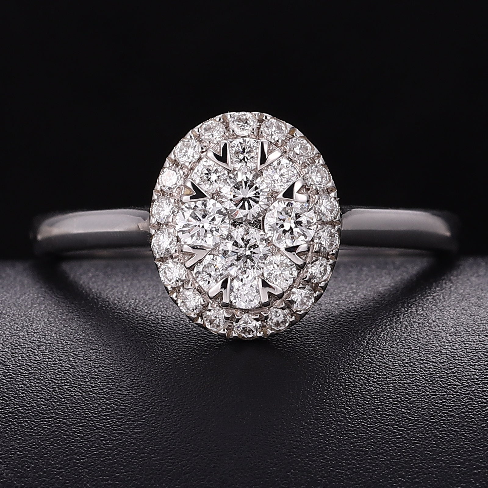 18K White Gold Round Lab grown Diamond Cluster Ring