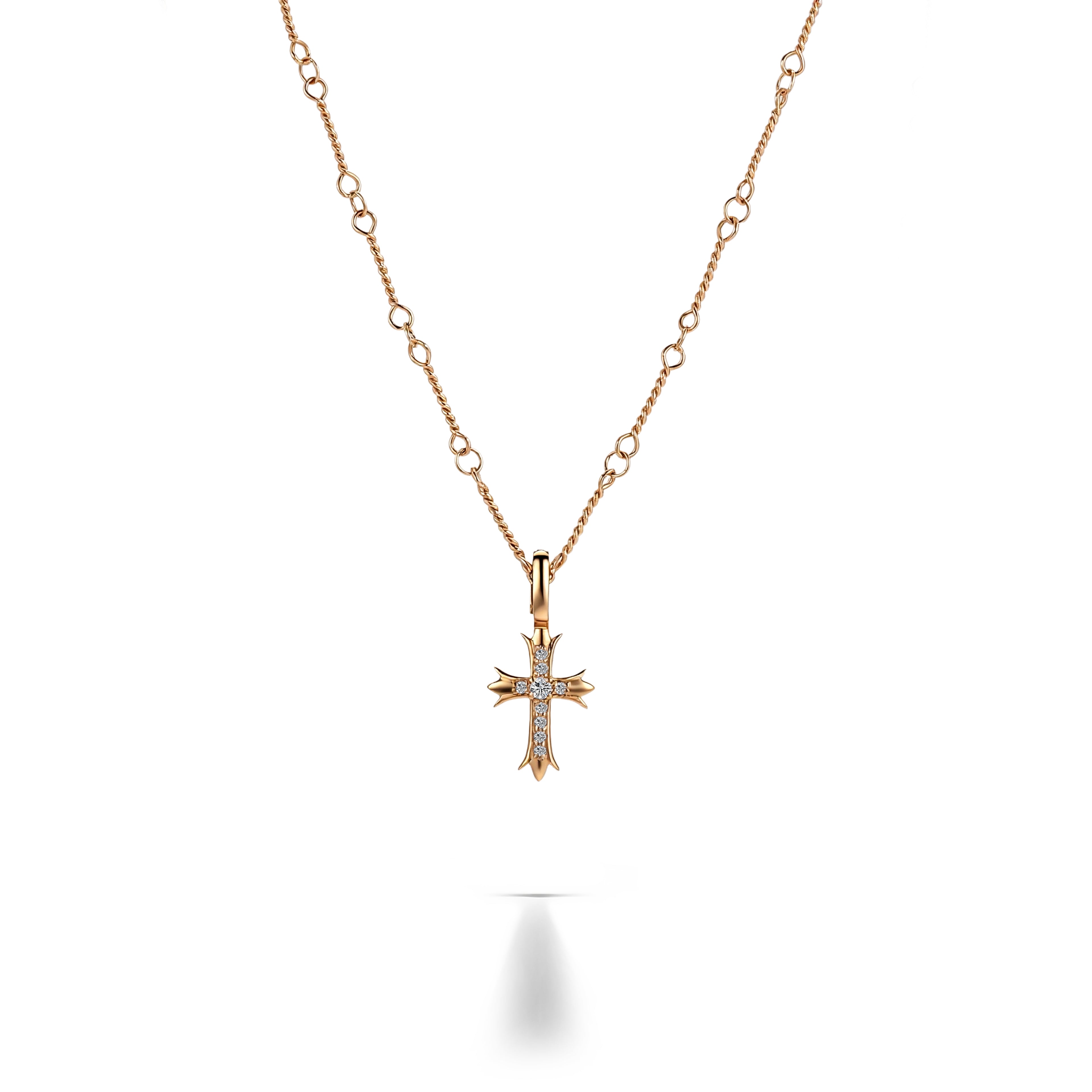 Cross Pendant in 18Kt Gold set with Lab grown diamonds - Small (Pendant Only)
