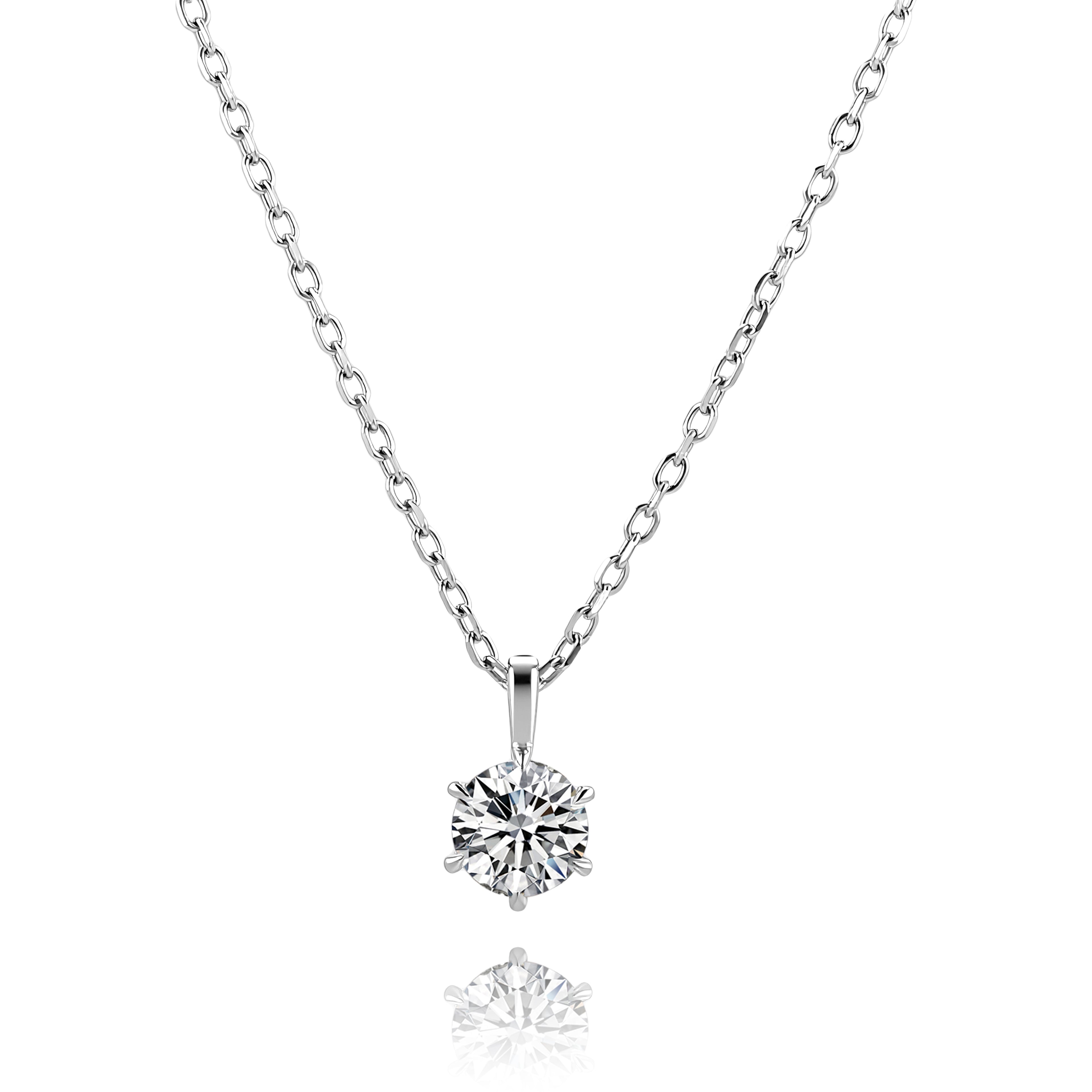 Classic 6-Prong Round Lab Diamond Solitaire Pendant (Pendant Only)
