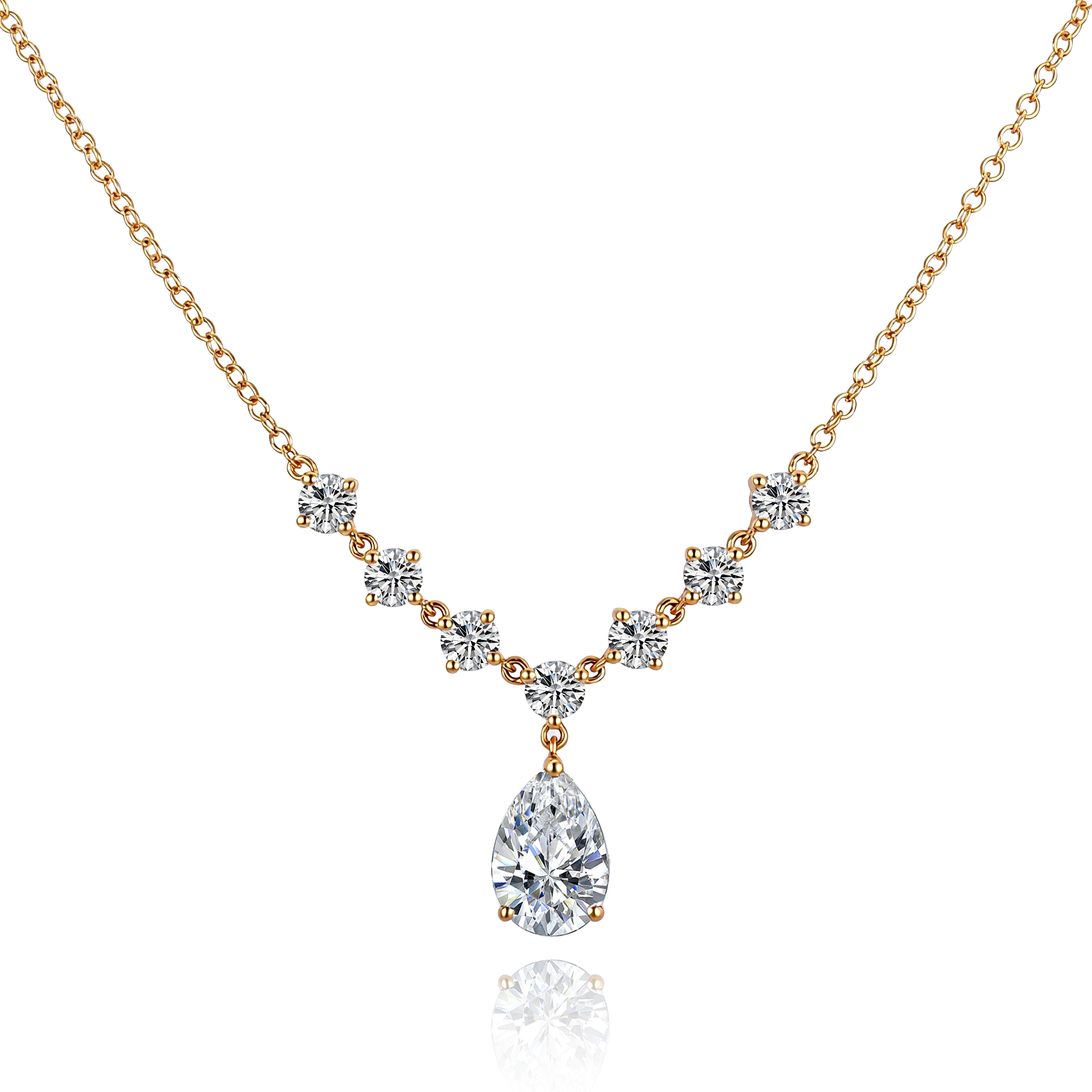Pear Radiance Pendant Necklace | 1.6ctw Pear-Cut Lab Diamond Necklace in 18K Gold with Arc Halo
