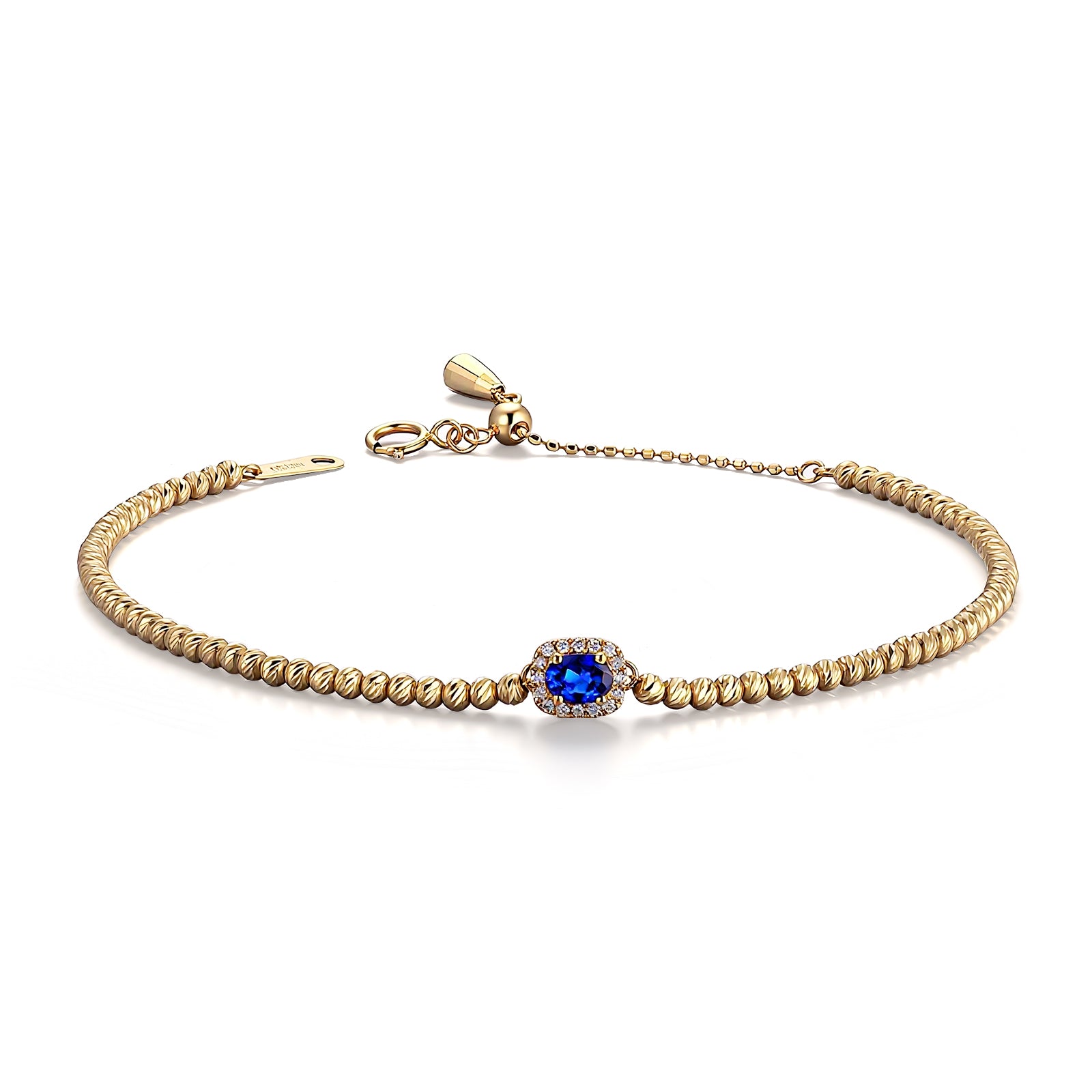 18K Yellow Gold Bracelet with Sapphire & Natural Diamond