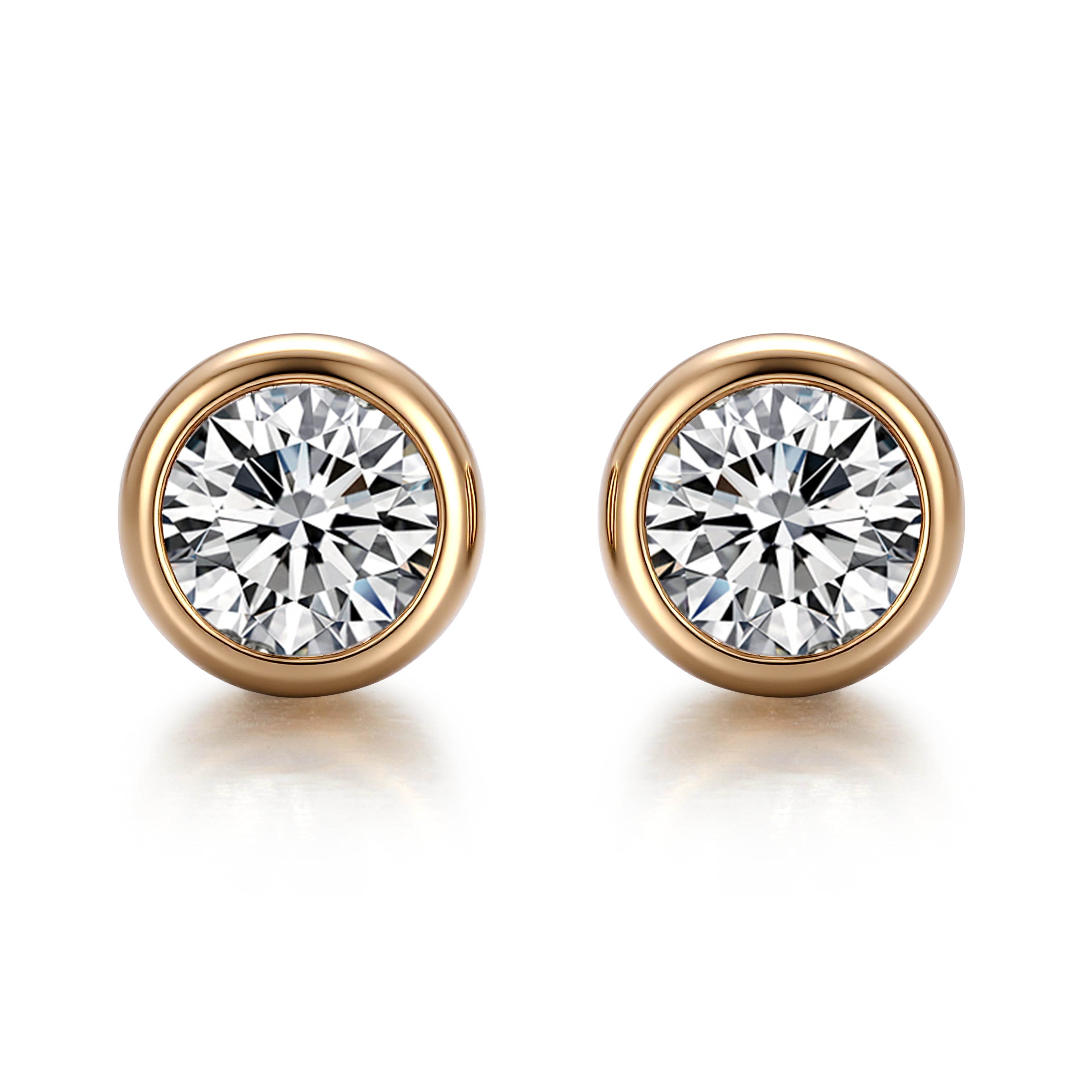 Classic Round Diamond Studs | Round-Cut Lab Diamond Earrings in 18K Yellow Gold