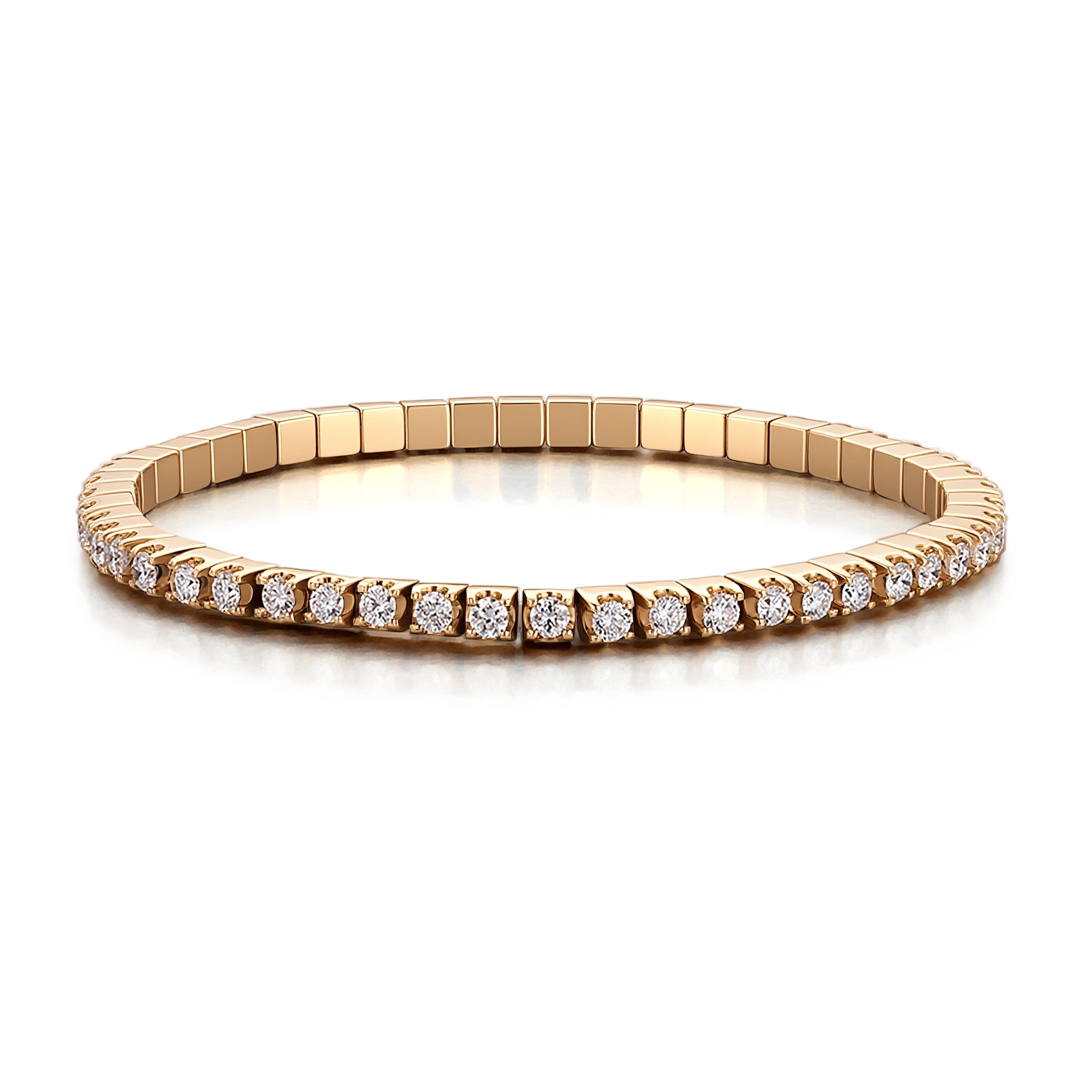 Eternal Radiance Tennis Bracelet | 2.5Ctw Round Cut Lab Diamond Bracelet in 18K Yellow Gold