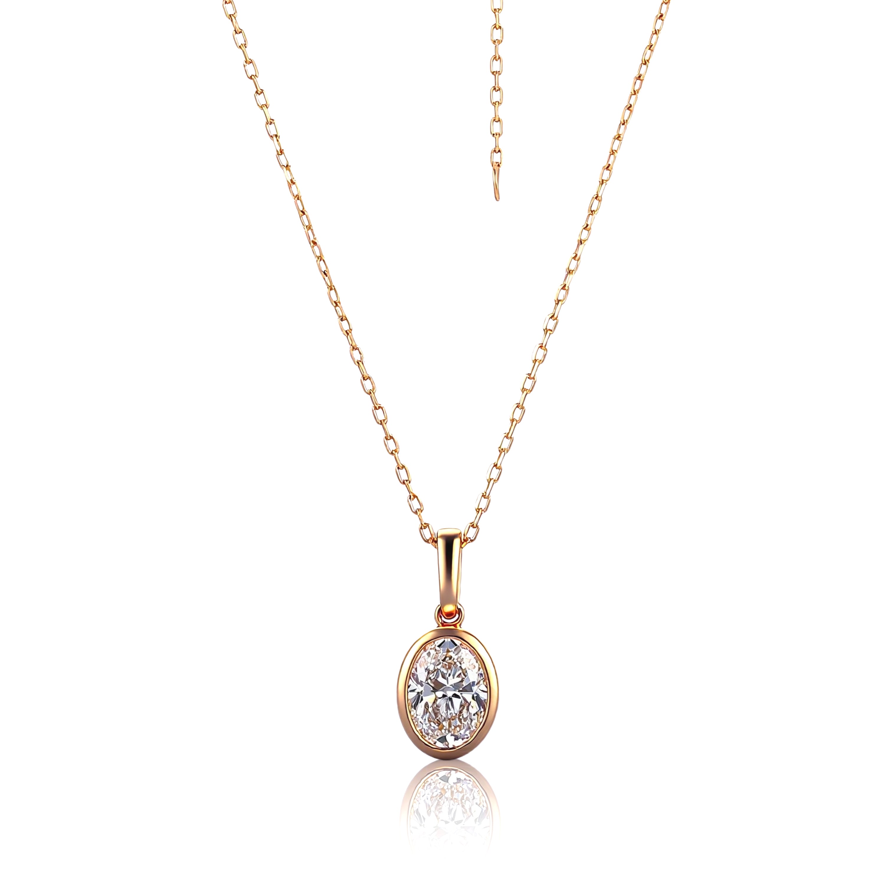 1Ct Bezel-Set Oval Cut Lab Diamond in 18Kt Gold (Pendant Only)