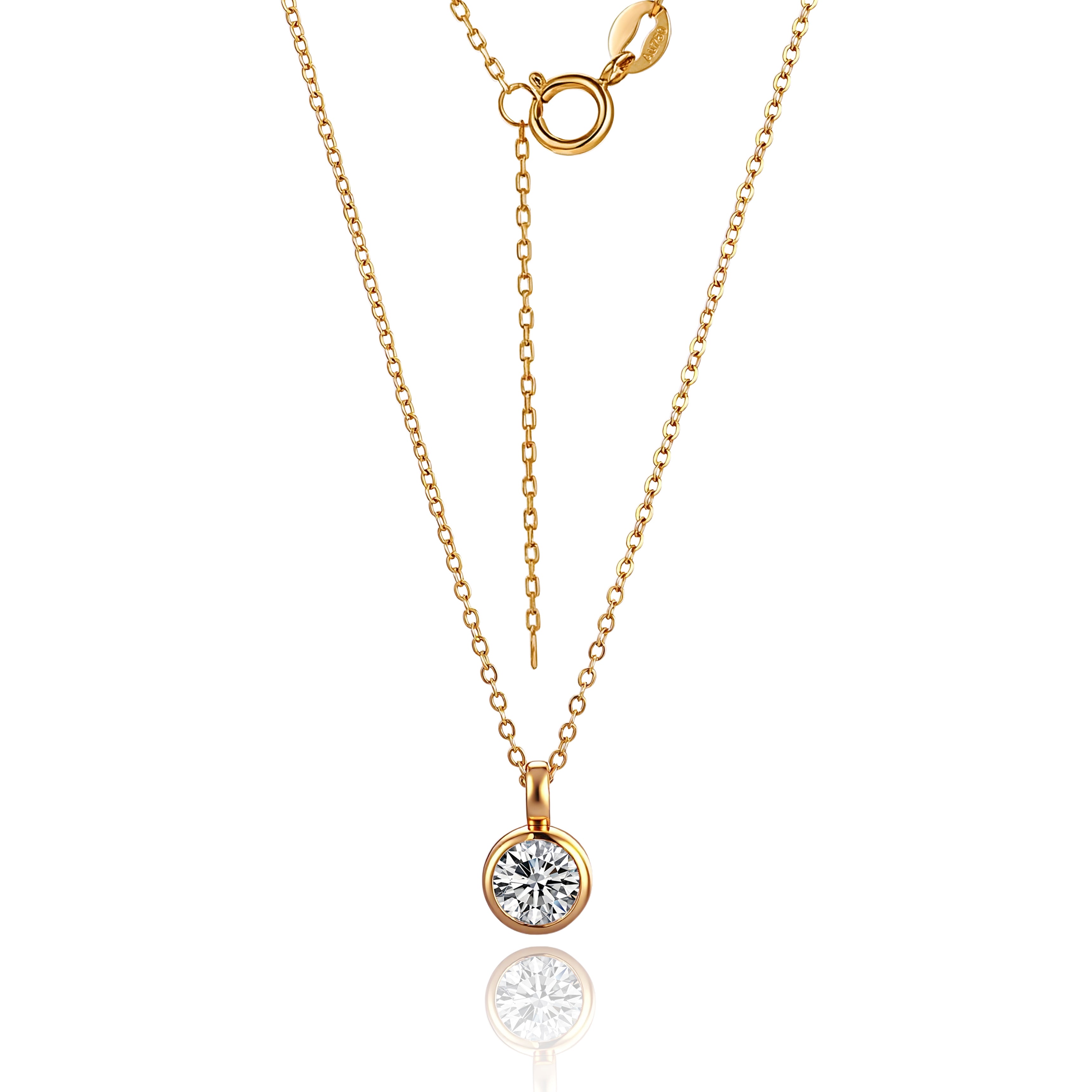 Golden Bubble Pendant in 18Kt Gold set with 1Ct Round Solitaire Lab Diamond (Pendant Only)