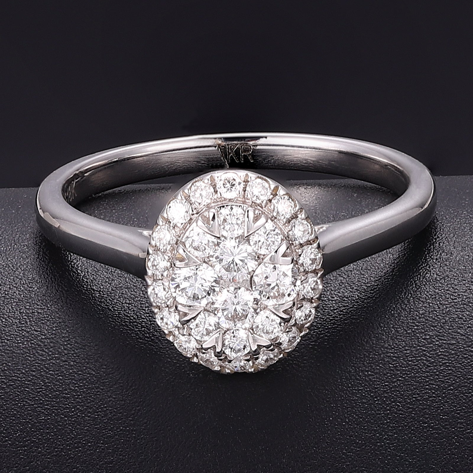 18K White Gold Round Lab grown Diamond Cluster Ring