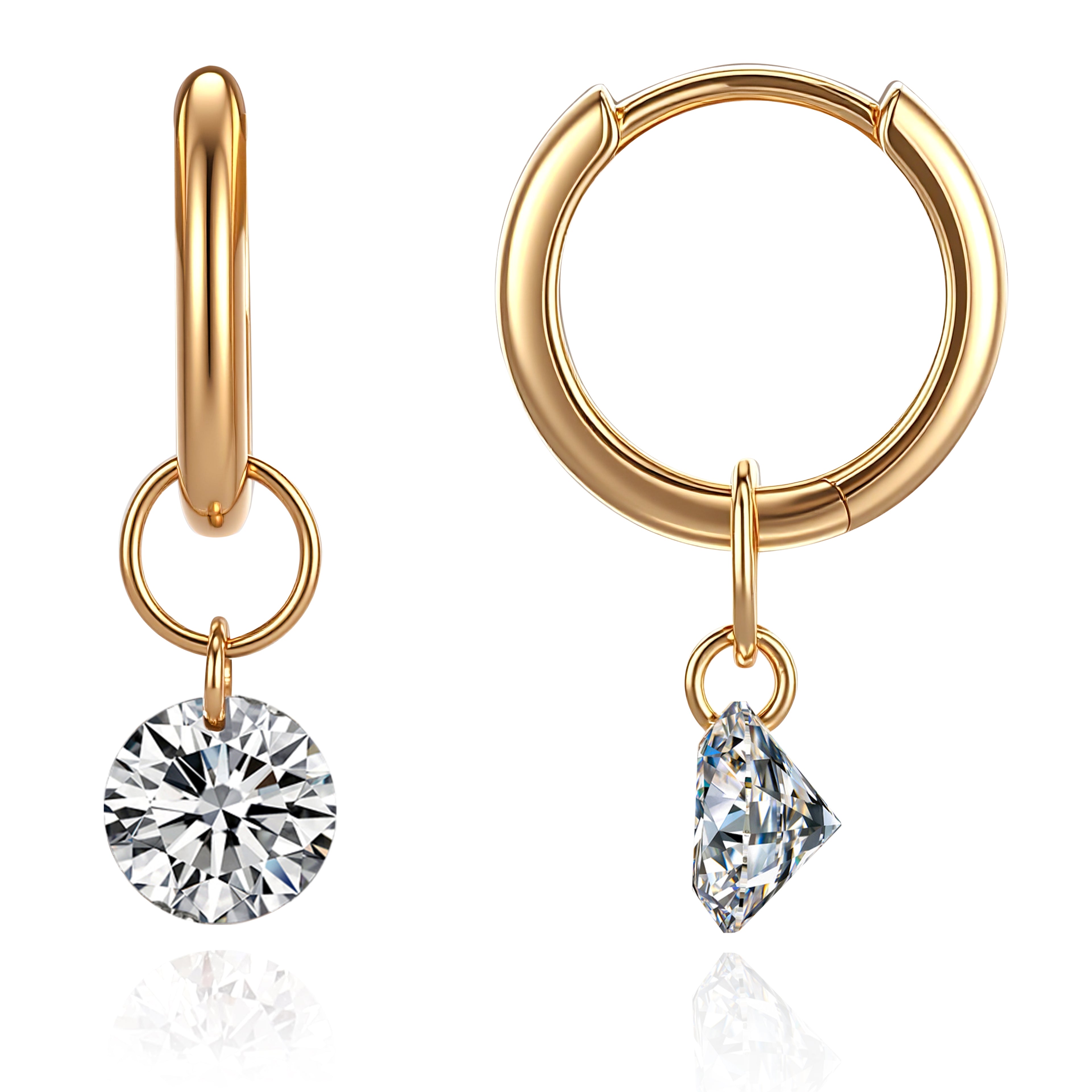 Glow Drop Earrings | Round Lab Grown Diamonds in 18K Yellow Gold