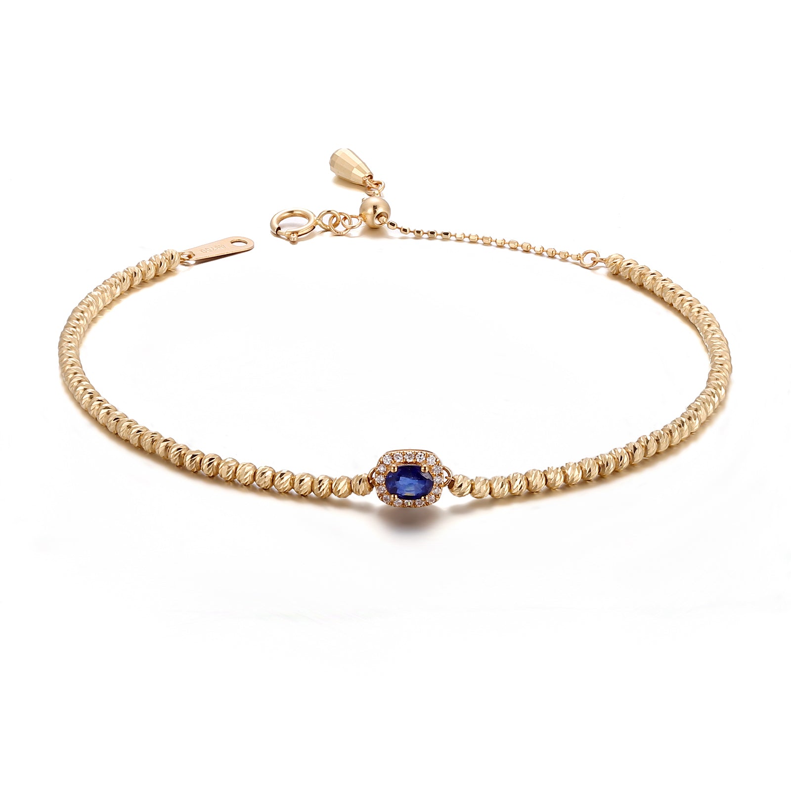 18K Yellow Gold Bracelet with Sapphire & Natural Diamond