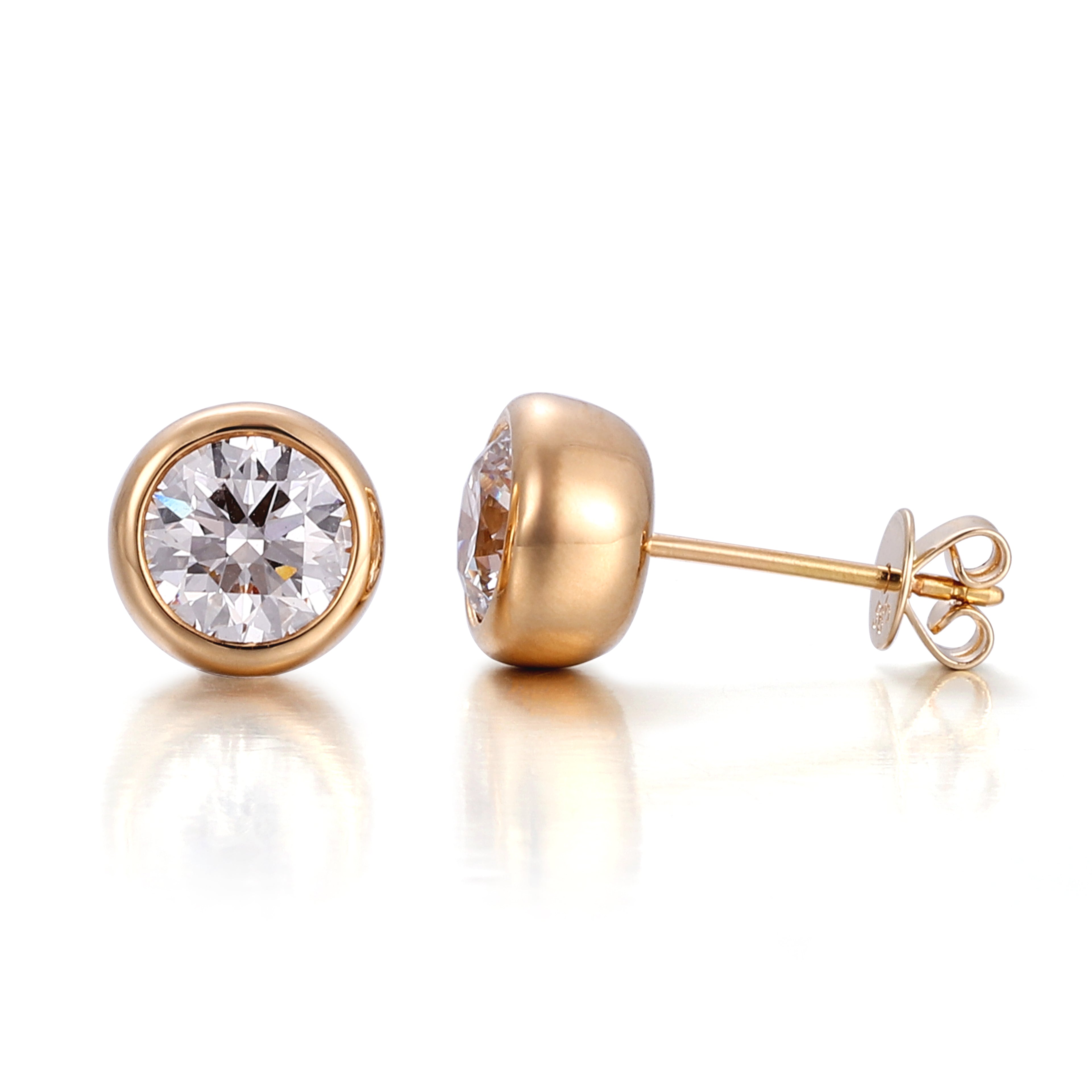 Classic Round Diamond Studs | Round-Cut Lab Diamond Earrings in 18K Yellow Gold