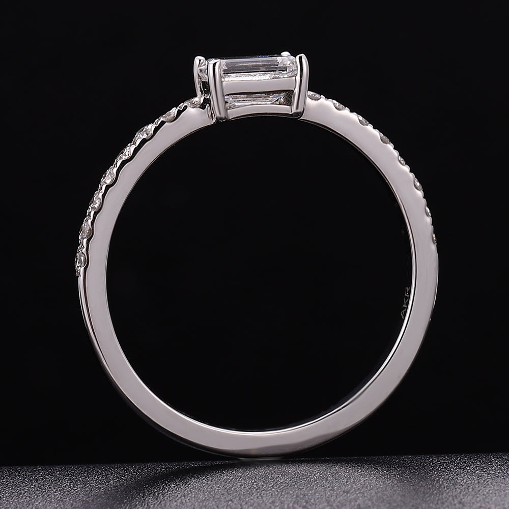 Exquisite 0.50Ct Emerald Cut Lab Diamond Pave Ring