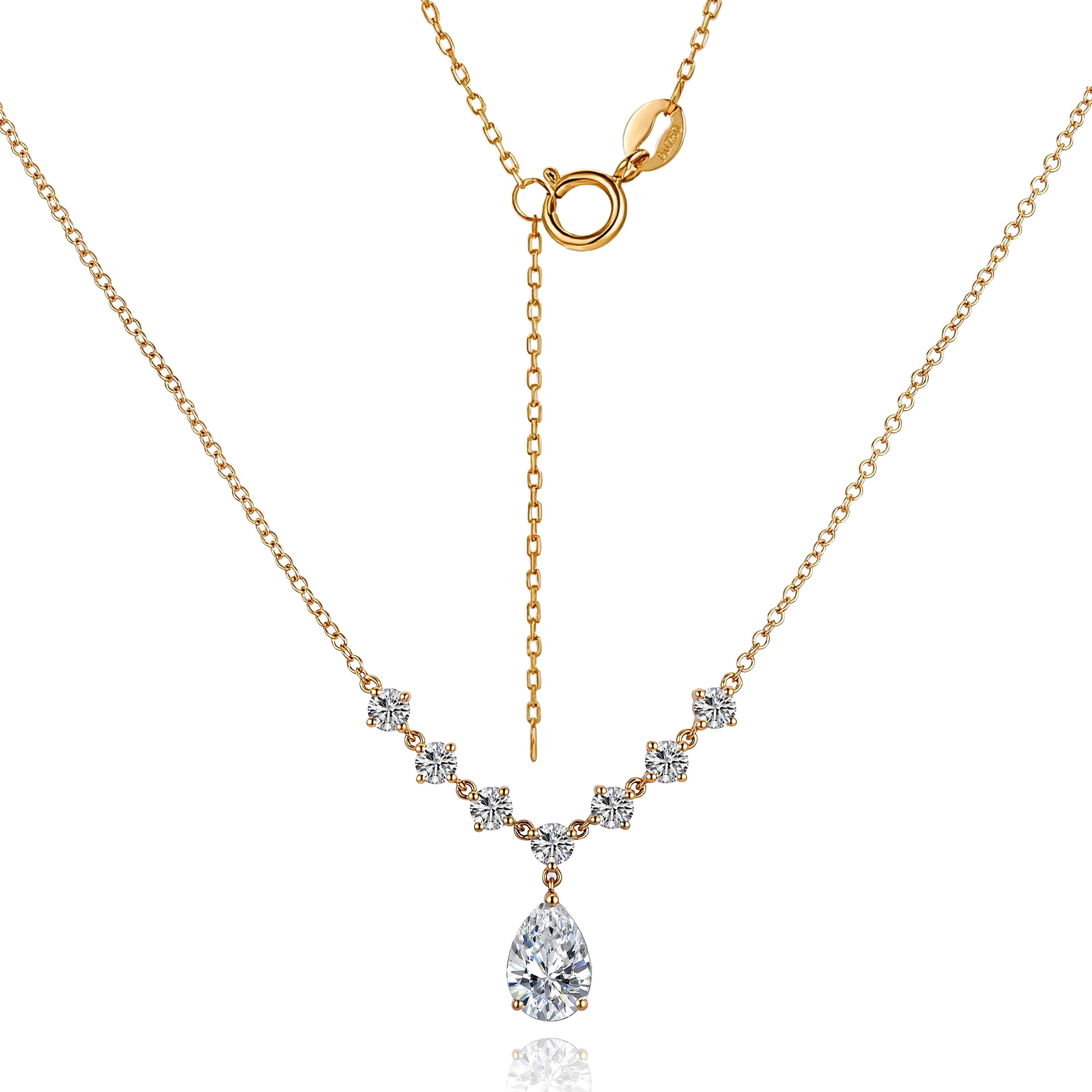 Pear Radiance Pendant Necklace | 1.6ctw Pear-Cut Lab Diamond Necklace in 18K Gold with Arc Halo