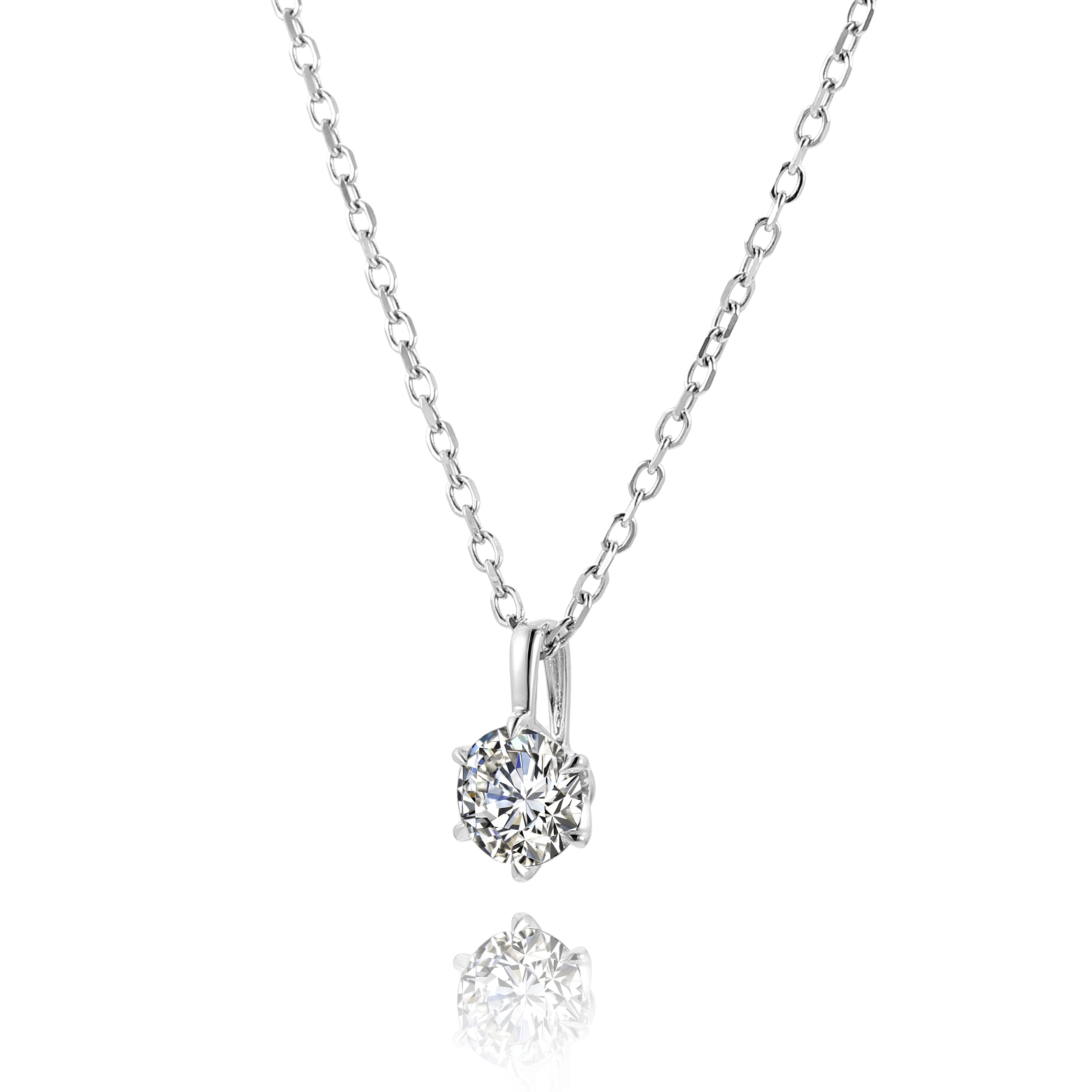 Classic 6-Prong Round Lab Diamond Solitaire Pendant (Pendant Only)