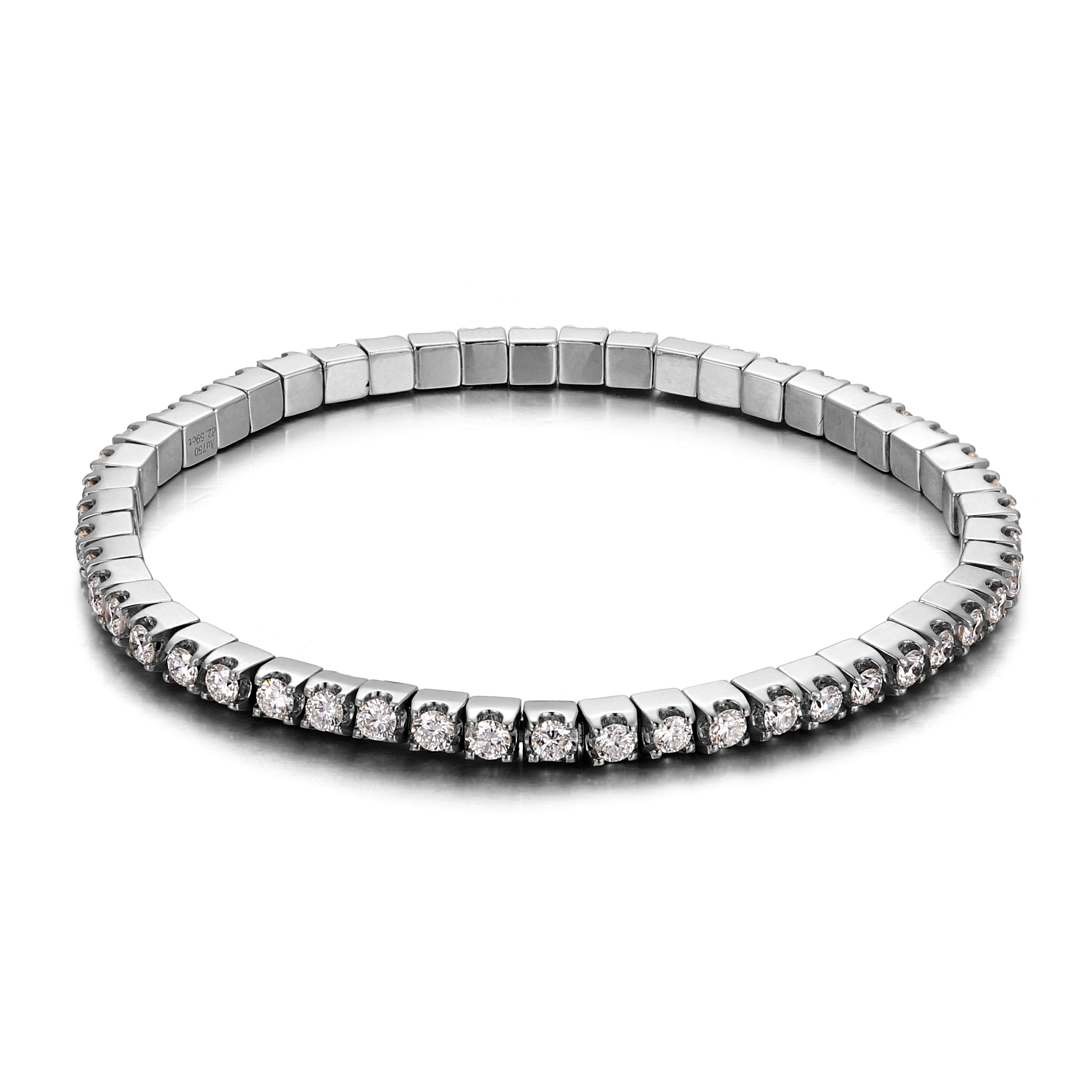 Eternal Radiance Tennis Bracelet | 2.5Ctw Round Cut Lab Diamond Bracelet in 18K White Gold
