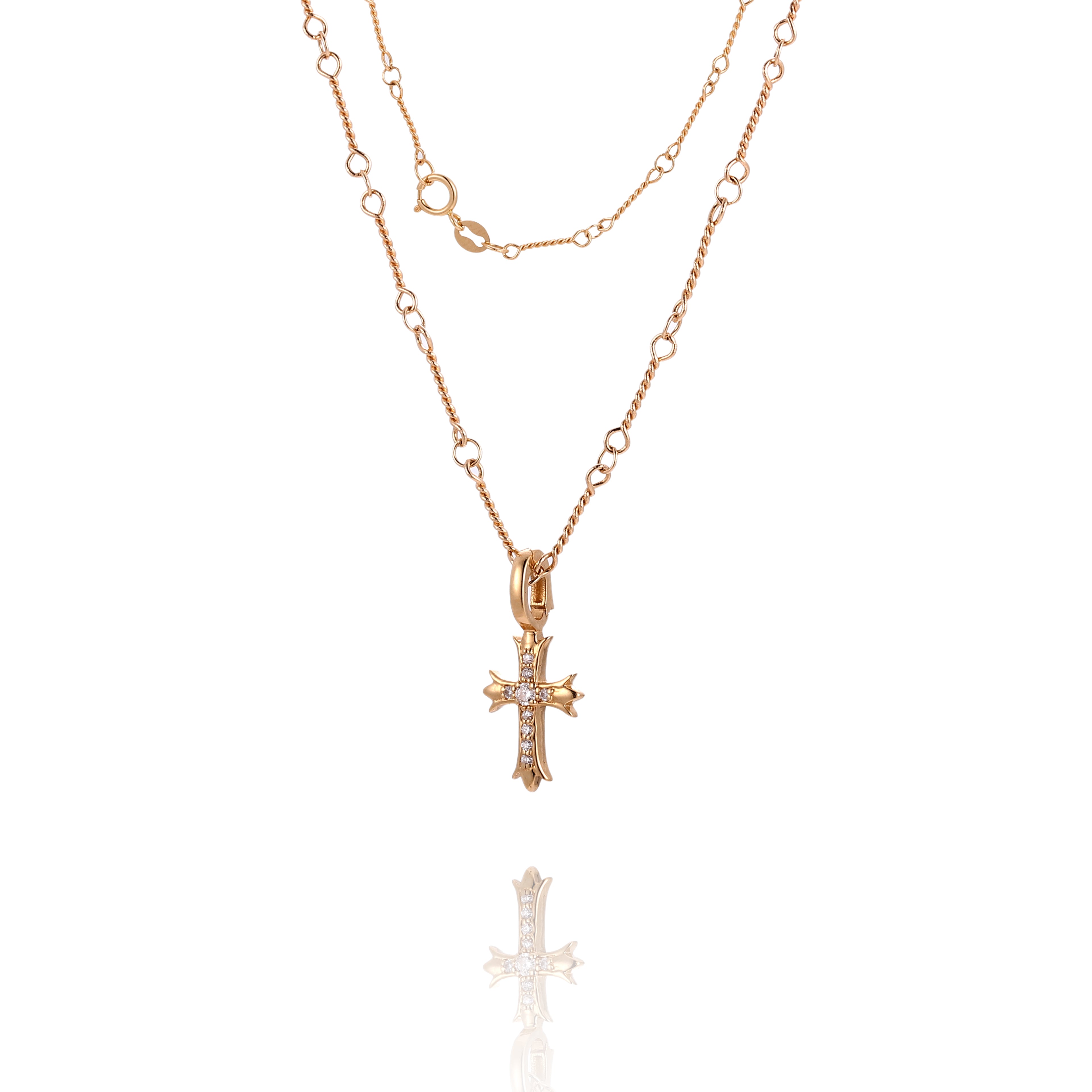 Cross Pendant in 18Kt Gold set with Lab grown diamonds - Small (Pendant Only)