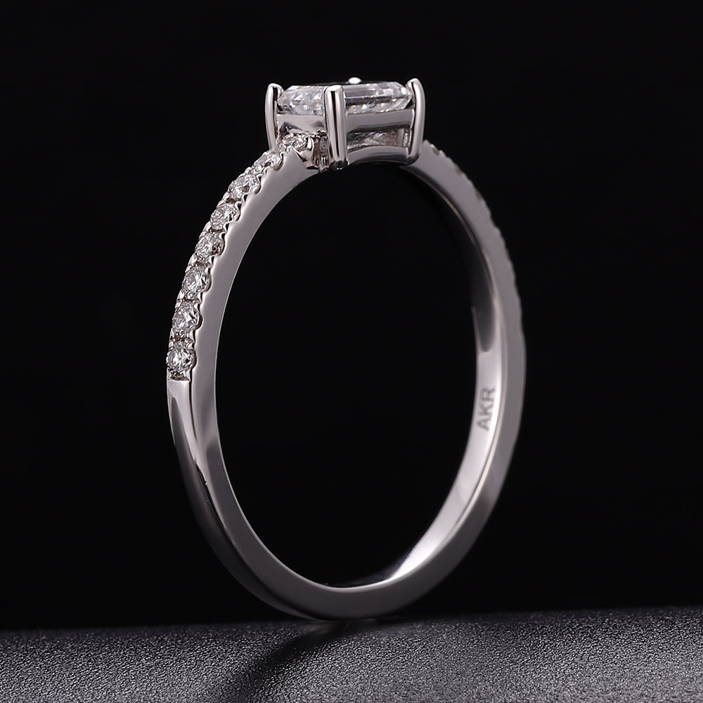 Exquisite 0.50Ct Emerald Cut Lab Diamond Pave Ring