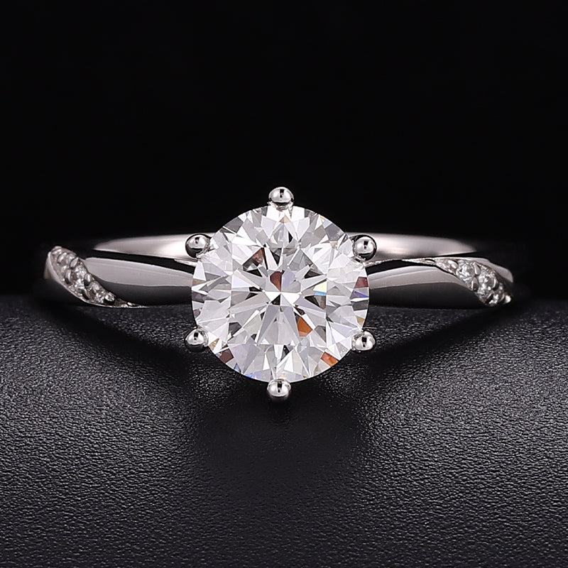 White Gold 1Ct Round Cut Lab Diamond Engagement Solitaire Ring