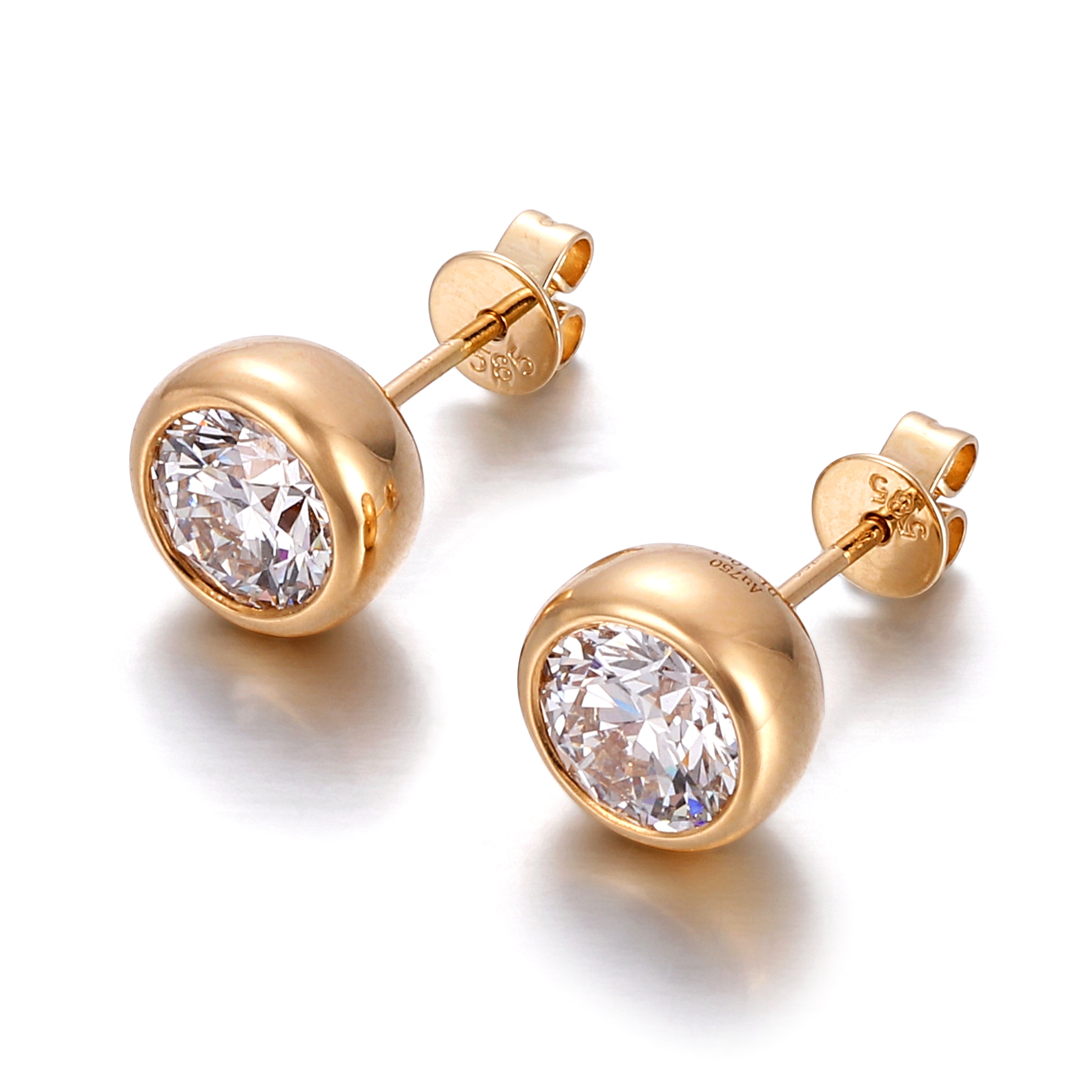 Classic Round Diamond Studs | Round-Cut Lab Diamond Earrings in 18K Yellow Gold