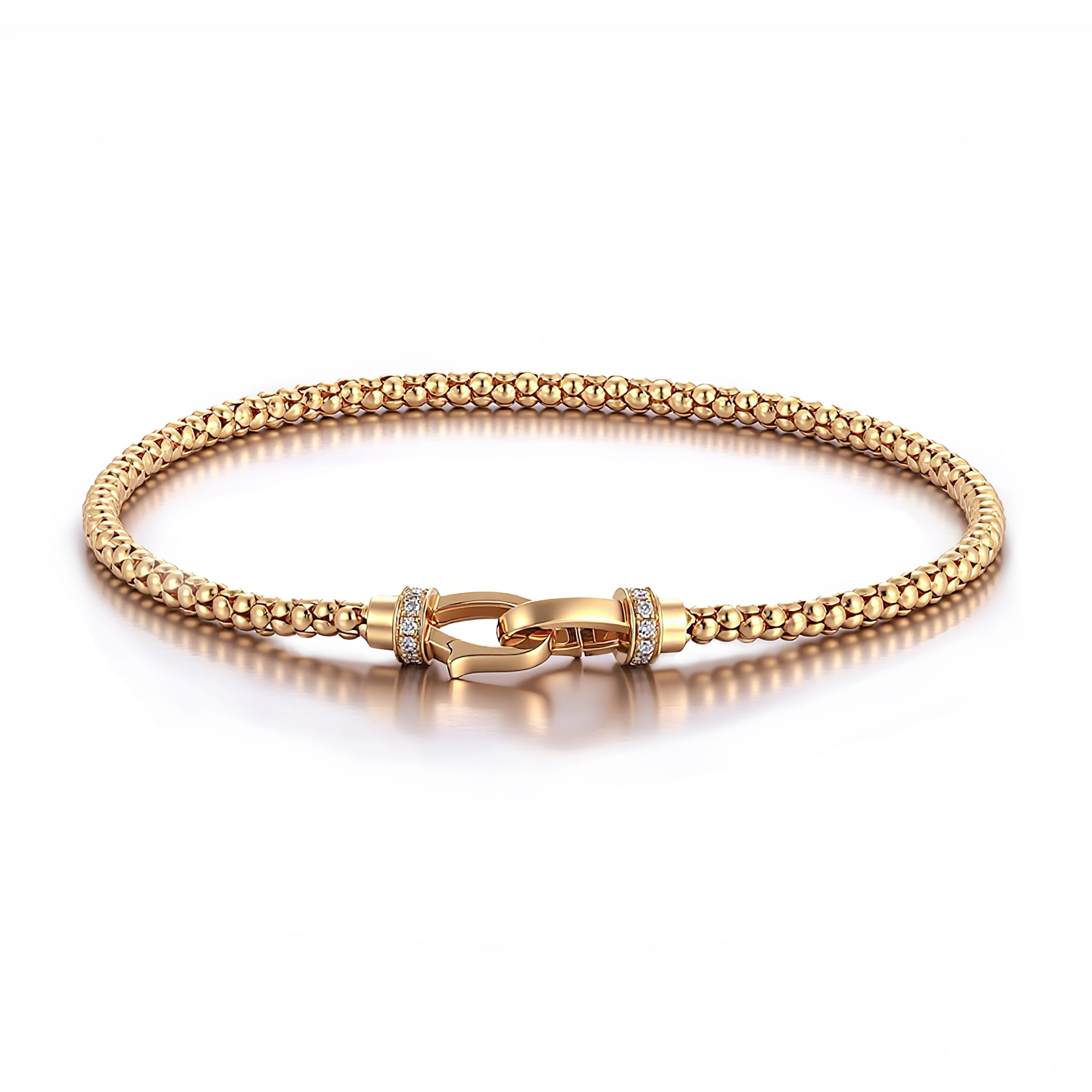 Diamond Chain Bracelet | 18K Yellow Gold Chain with Round Lab Diamond Clasp