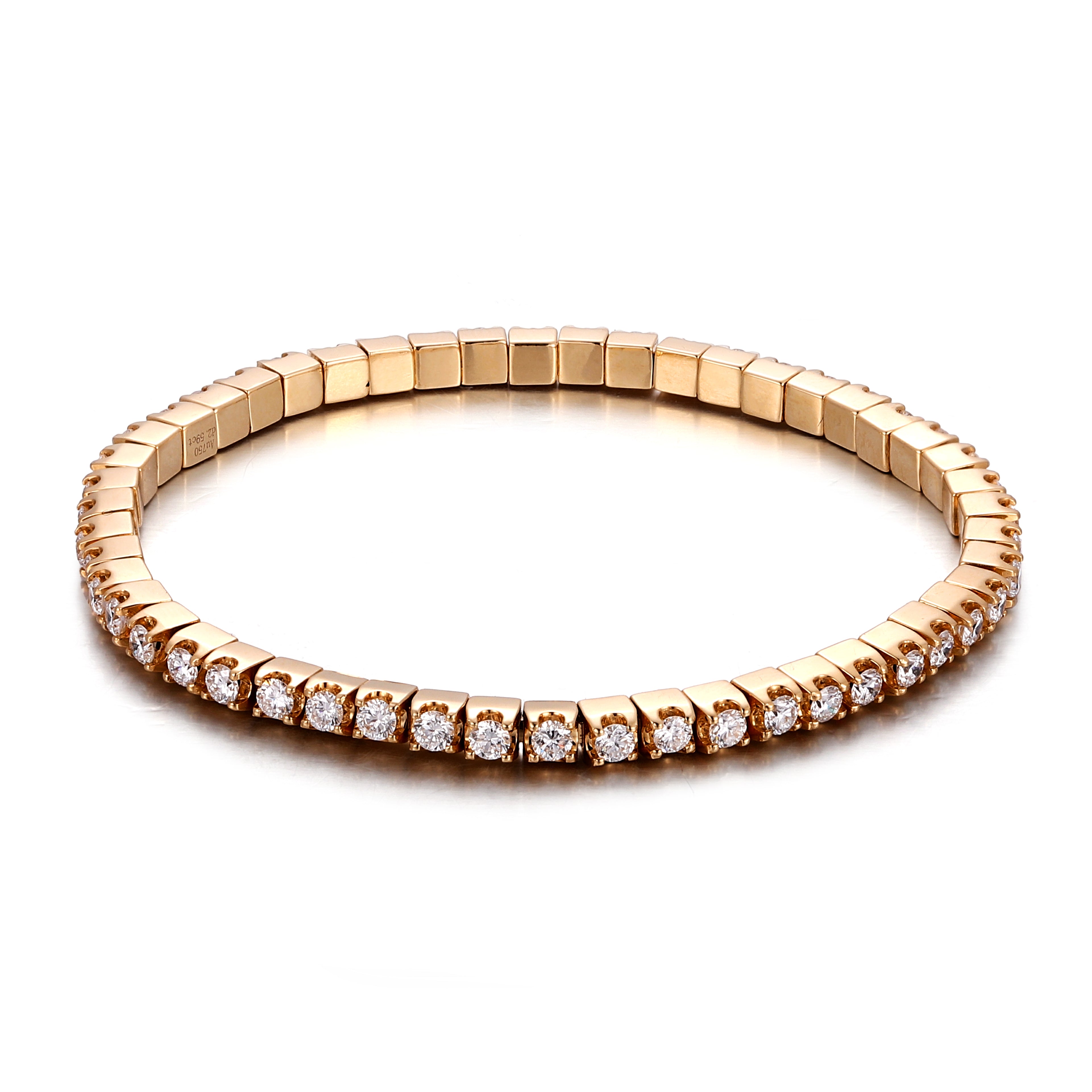 Eternal Radiance Tennis Bracelet | 2.5Ctw Round Cut Lab Diamond Bracelet in 18K Yellow Gold