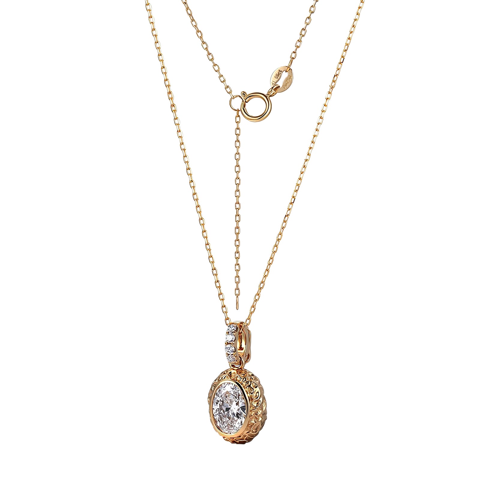 Vintage 18Kt Gold 1Ct Oval Cut Lab Diamond Pendant (Pendant Only)