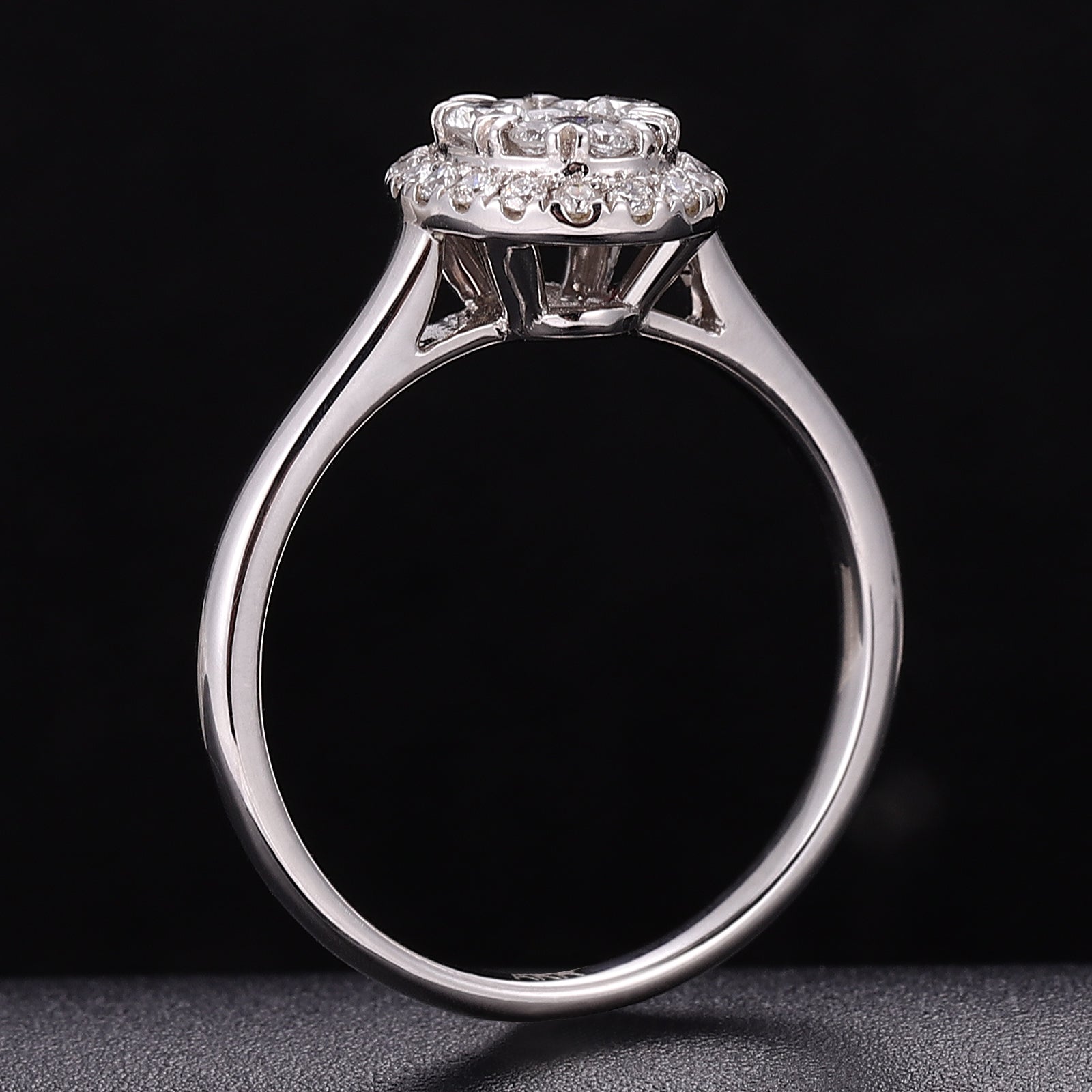 18K White Gold Round Lab grown Diamond Cluster Ring