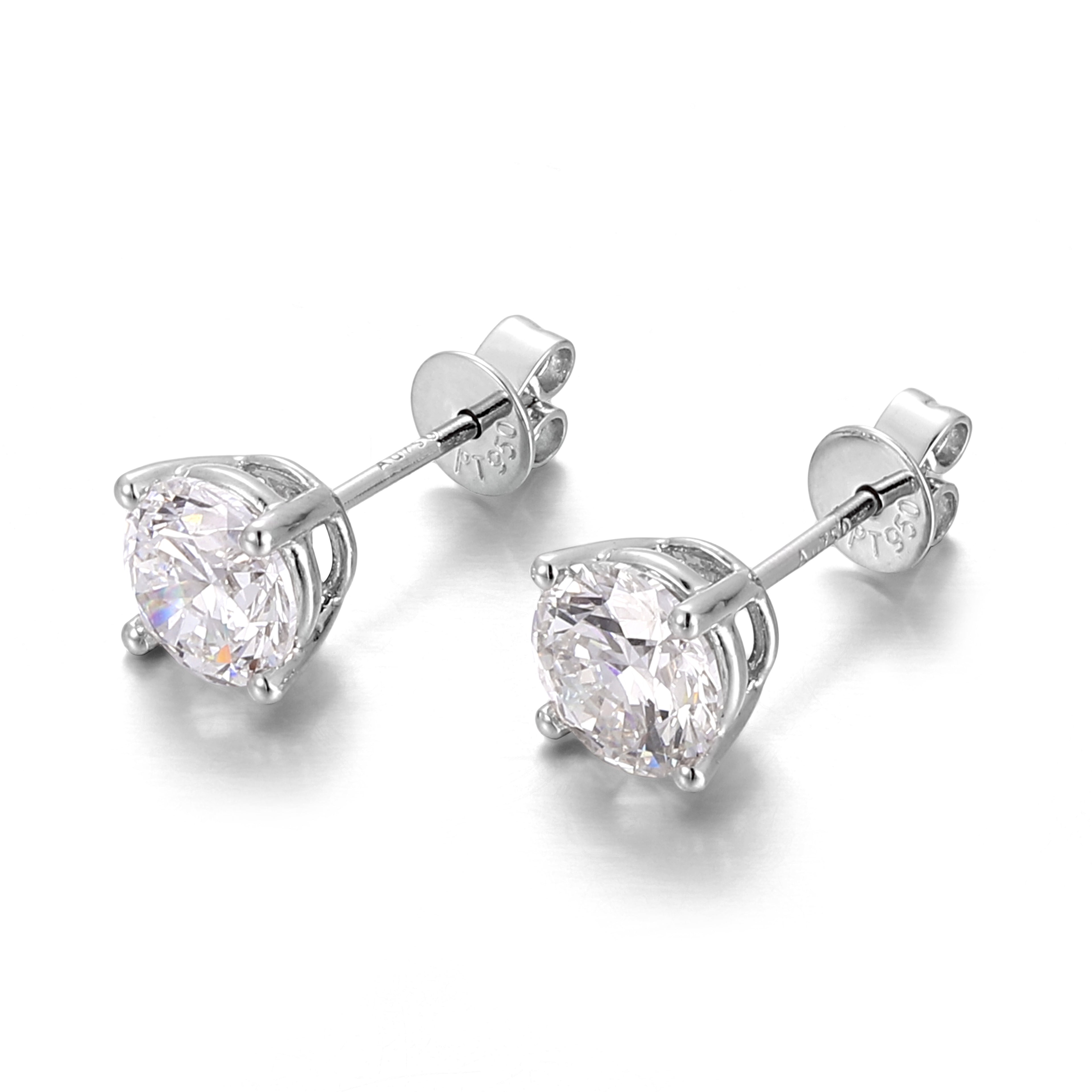 Solitaire 4 Claw Lab Diamond Earrings in 18K White Gold