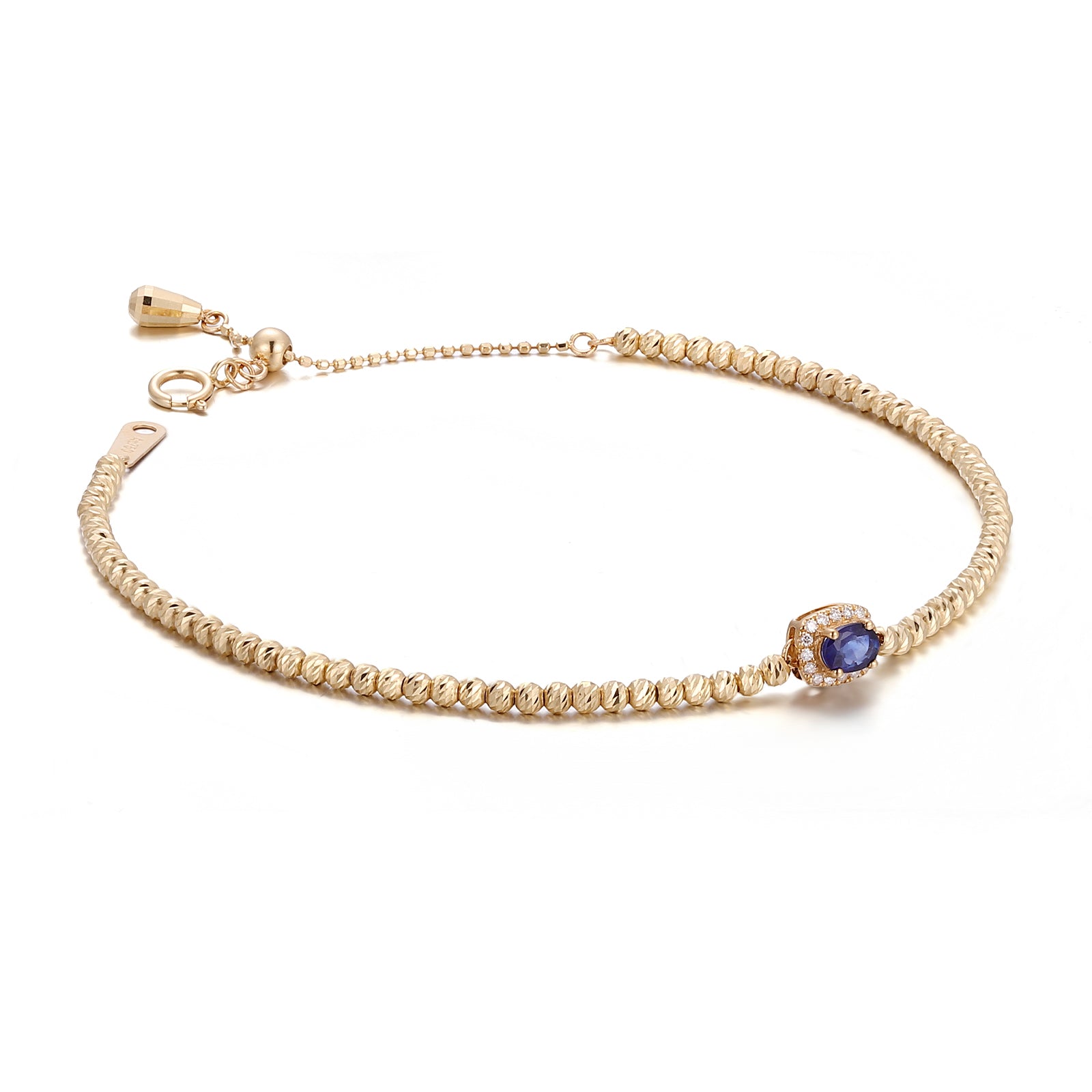 18K Yellow Gold Bracelet with Sapphire & Natural Diamond
