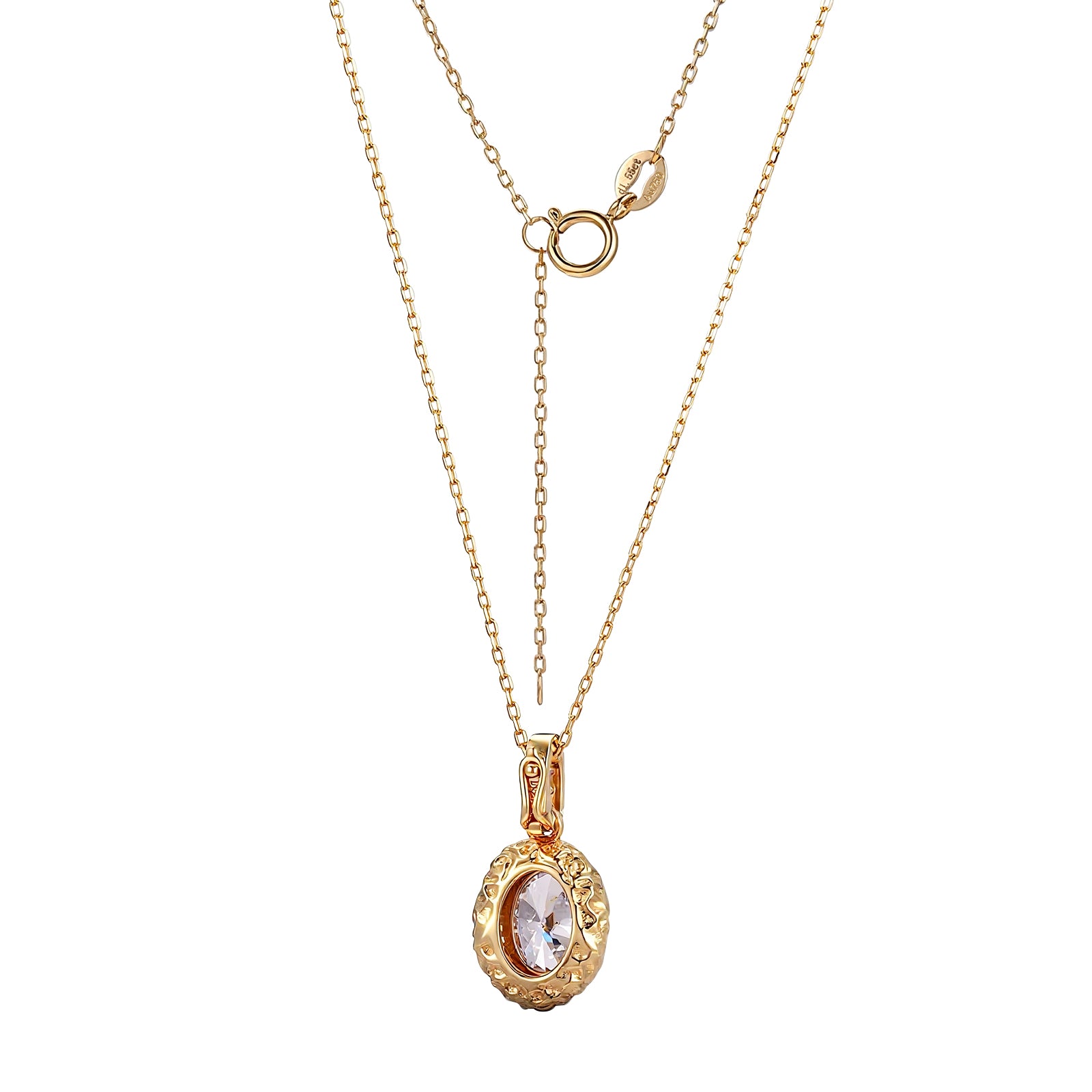 Vintage 18Kt Gold 1Ct Oval Cut Lab Diamond Pendant (Pendant Only)