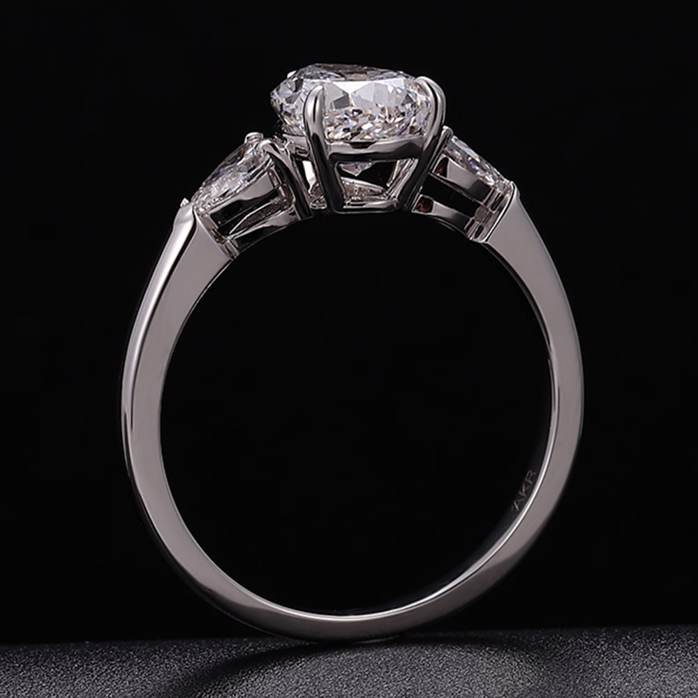 Breathtaking 2CT Pear Cut Lab Diamond Three Stone Ring