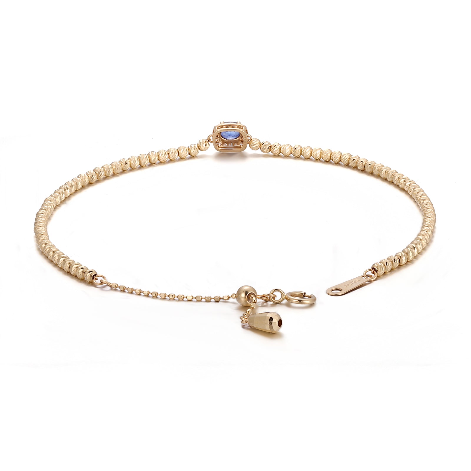 18K Yellow Gold Bracelet with Sapphire & Natural Diamond