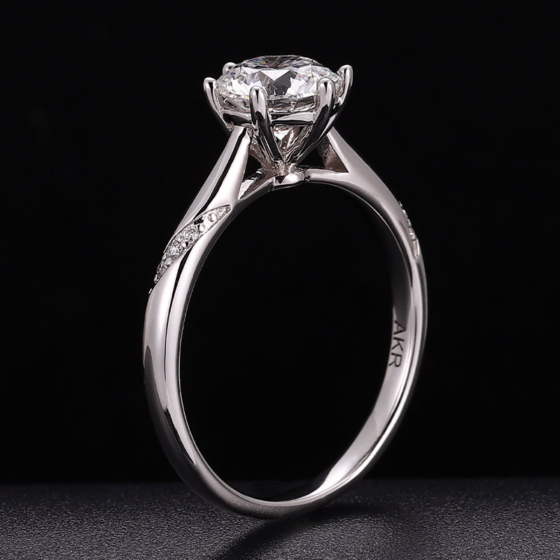 White Gold 1Ct Round Cut Lab Diamond Engagement Solitaire Ring