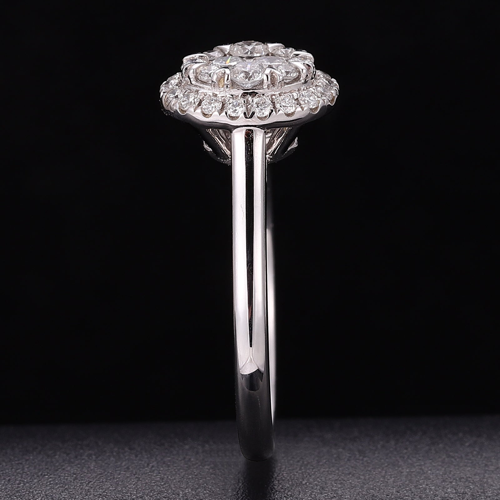 18K White Gold Round Lab grown Diamond Cluster Ring