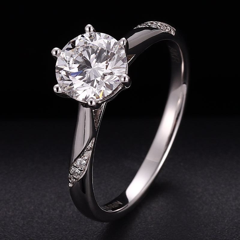 White Gold 1Ct Round Cut Lab Diamond Engagement Solitaire Ring