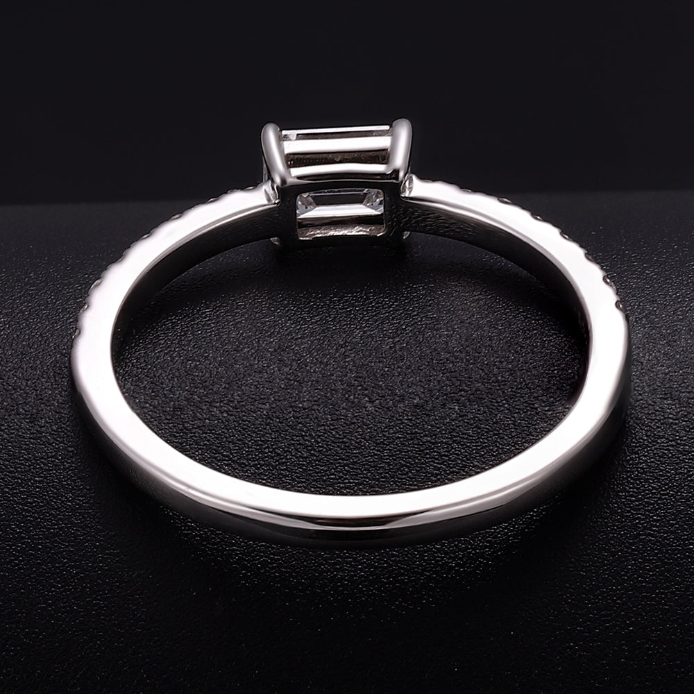 Exquisite 0.50Ct Emerald Cut Lab Diamond Pave Ring