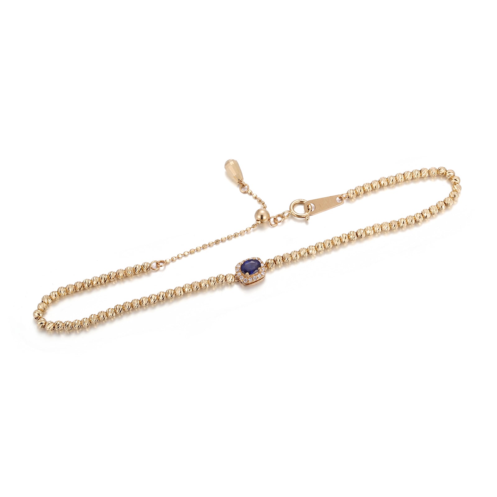 18K Yellow Gold Bracelet with Sapphire & Natural Diamond