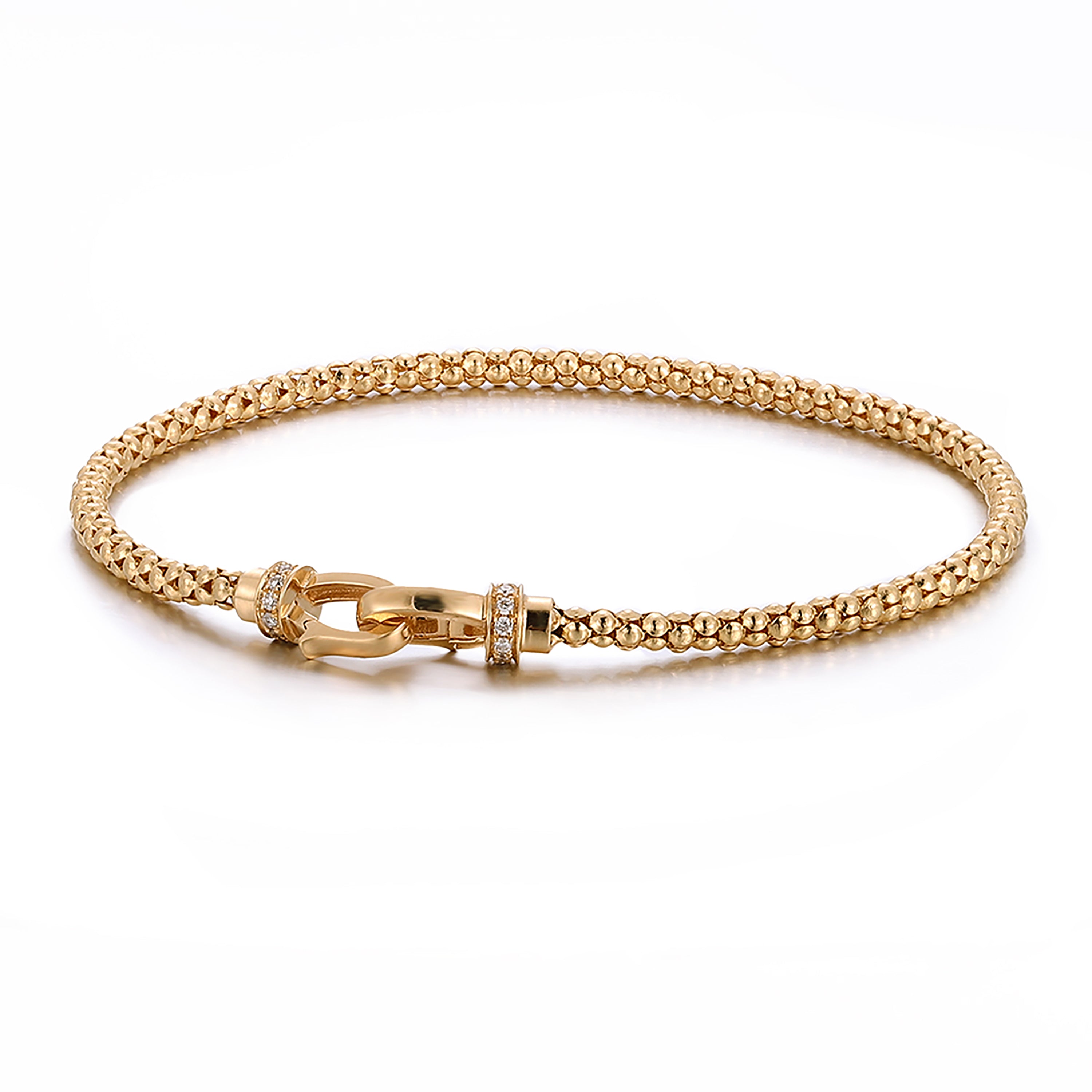 Diamond Chain Bracelet | 18K Yellow Gold Chain with Round Lab Diamond Clasp