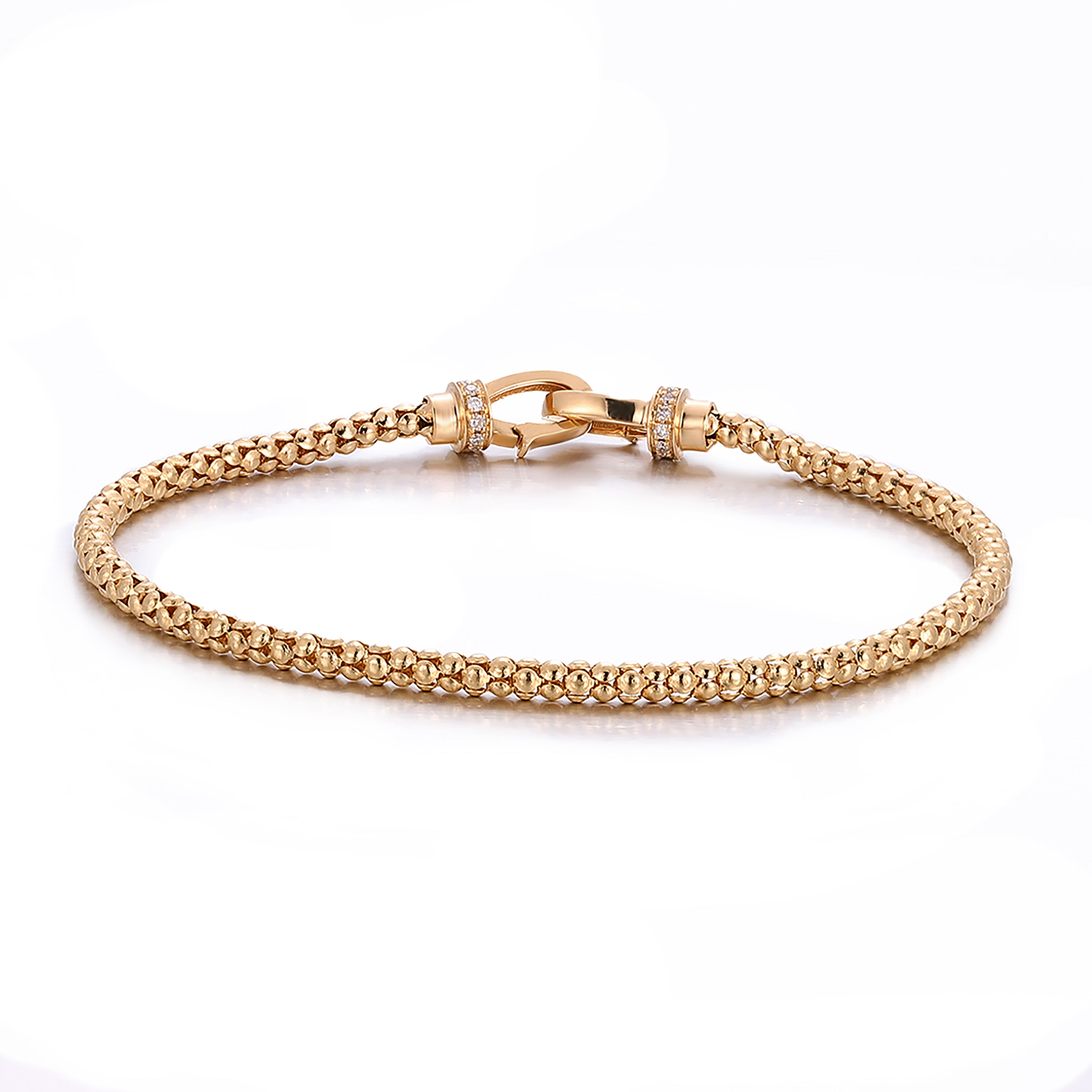 Diamond Chain Bracelet | 18K Yellow Gold Chain with Round Lab Diamond Clasp