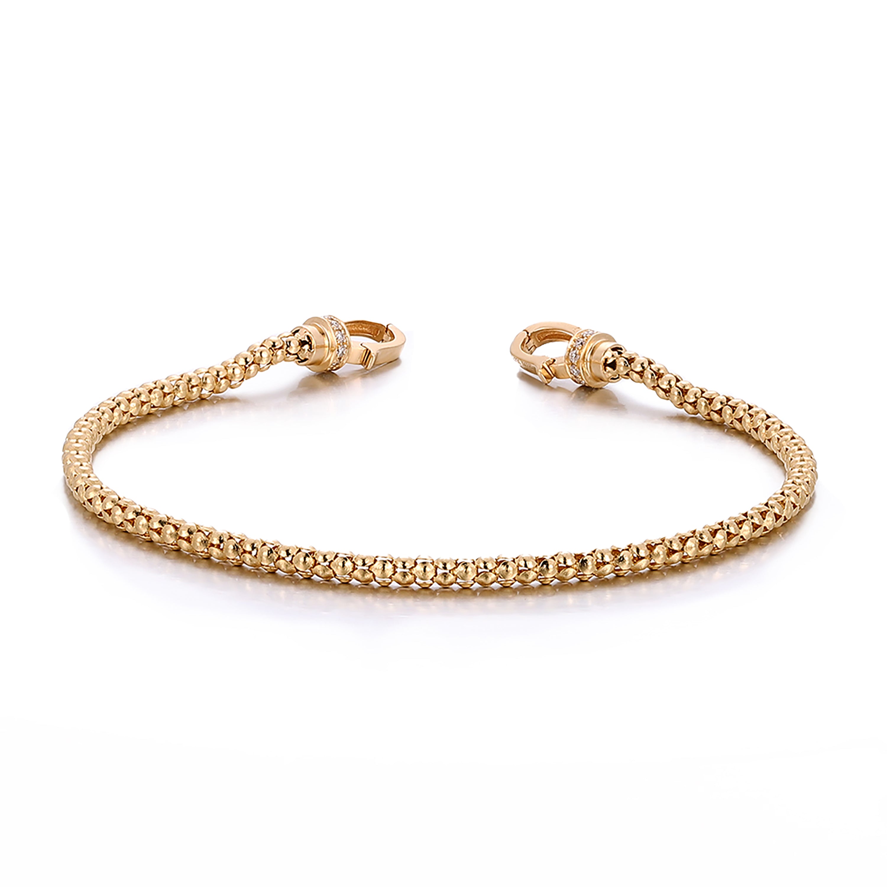 Diamond Chain Bracelet | 18K Yellow Gold Chain with Round Lab Diamond Clasp