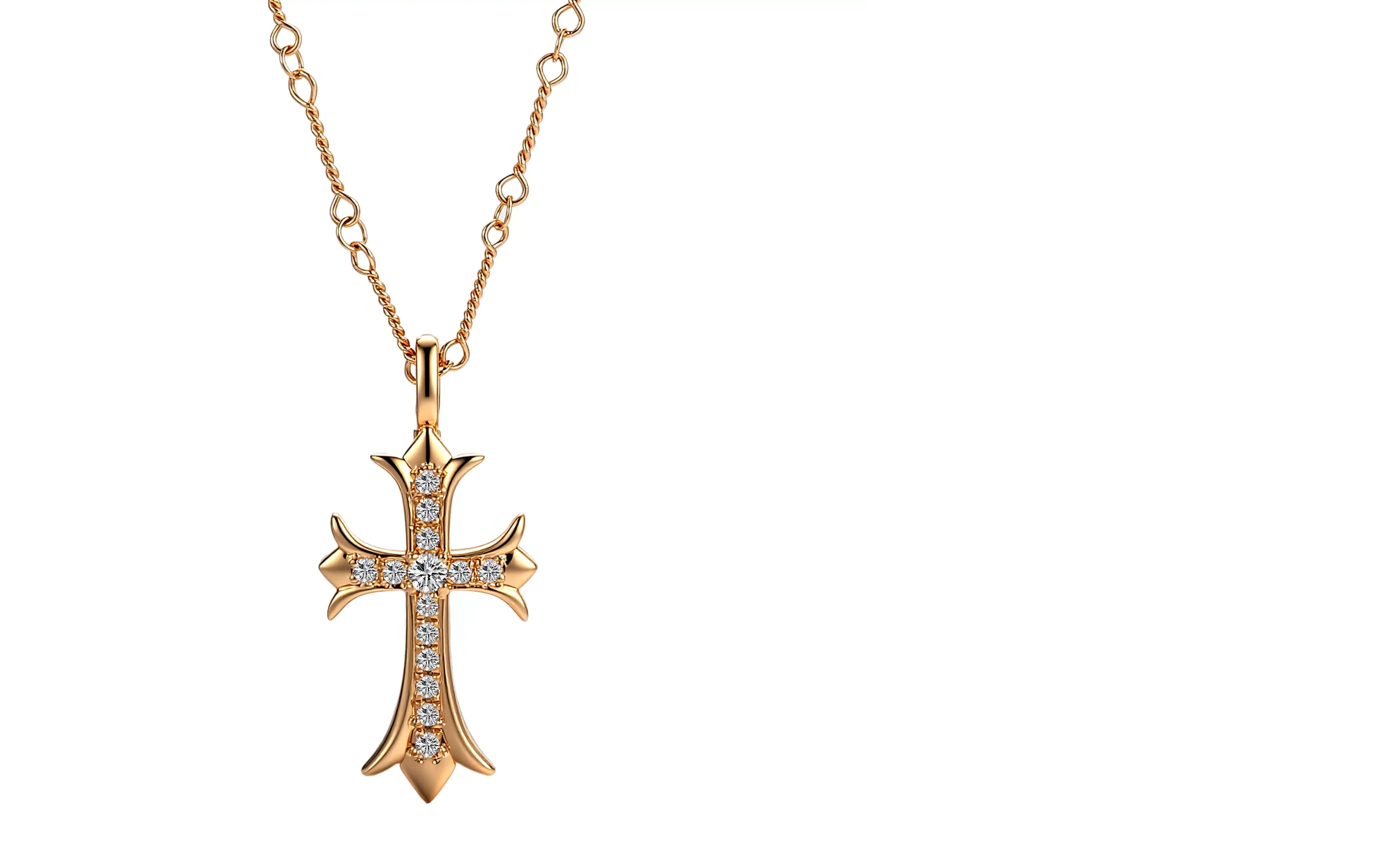 Cross Pendant in 18Kt gold set with Lab-grown diamonds - Large (Pendant Only)
