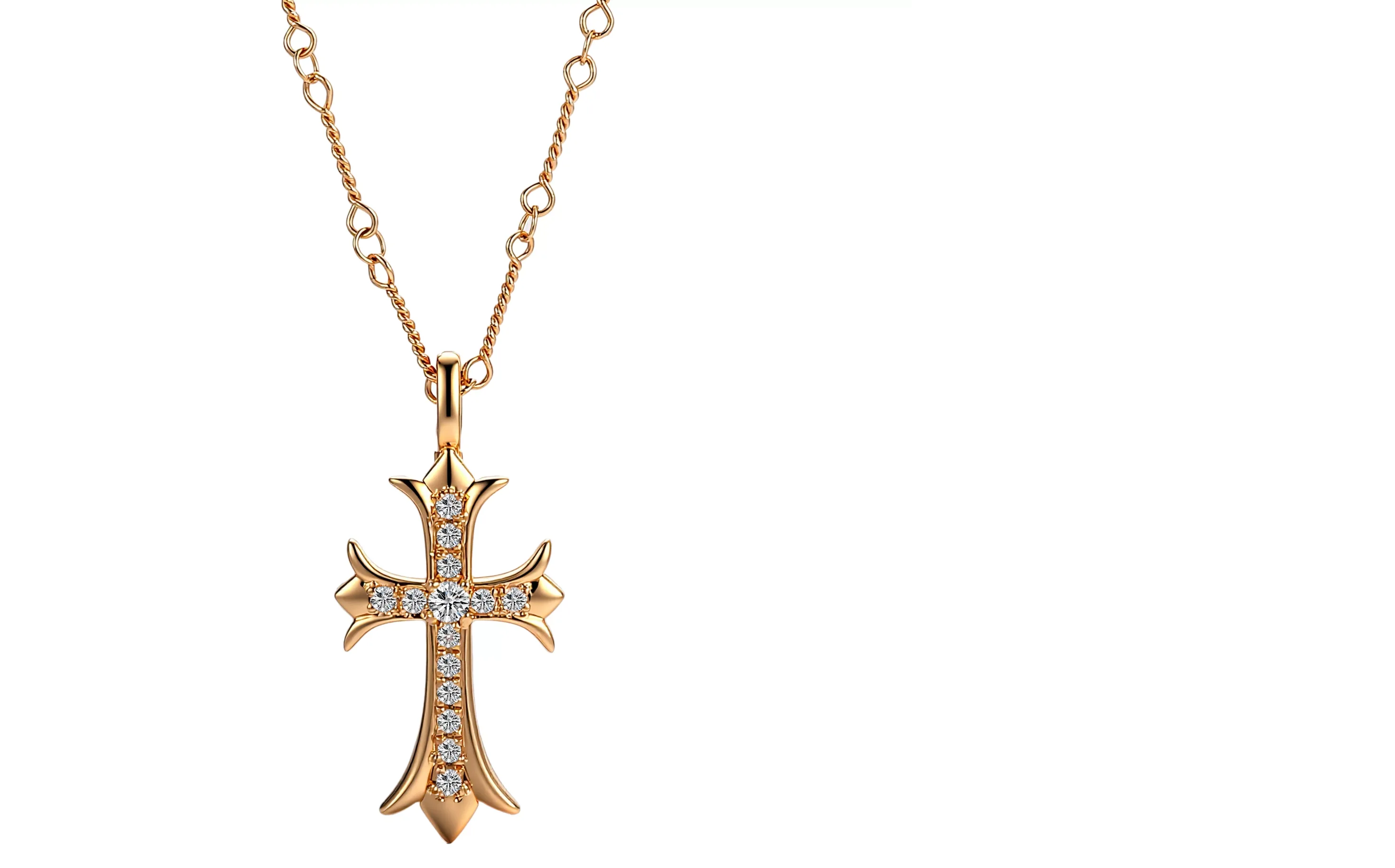 Cross Pendant in 18Kt gold set with Lab-grown diamonds - Large (Pendant Only)