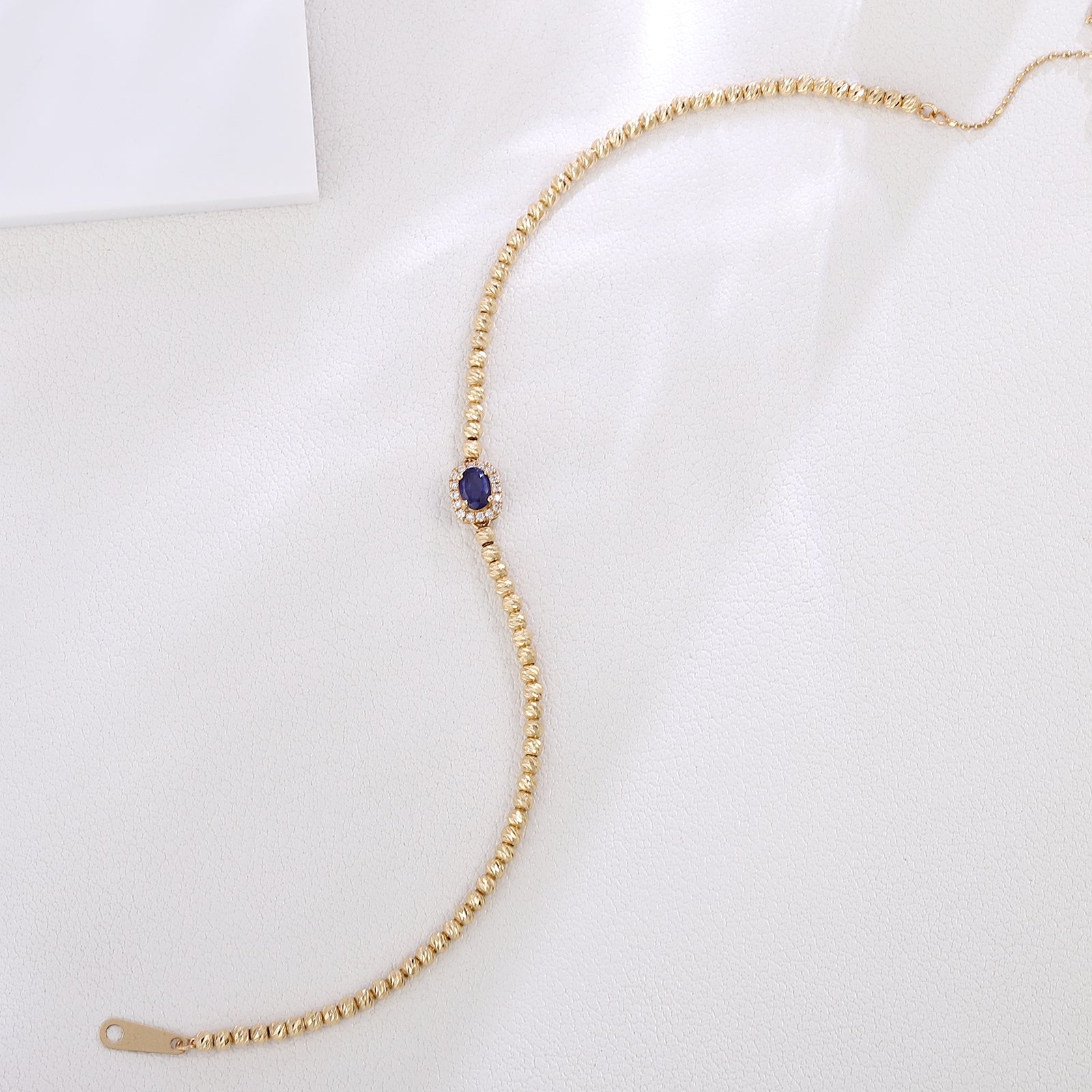 18K Yellow Gold Bracelet with Sapphire & Natural Diamond