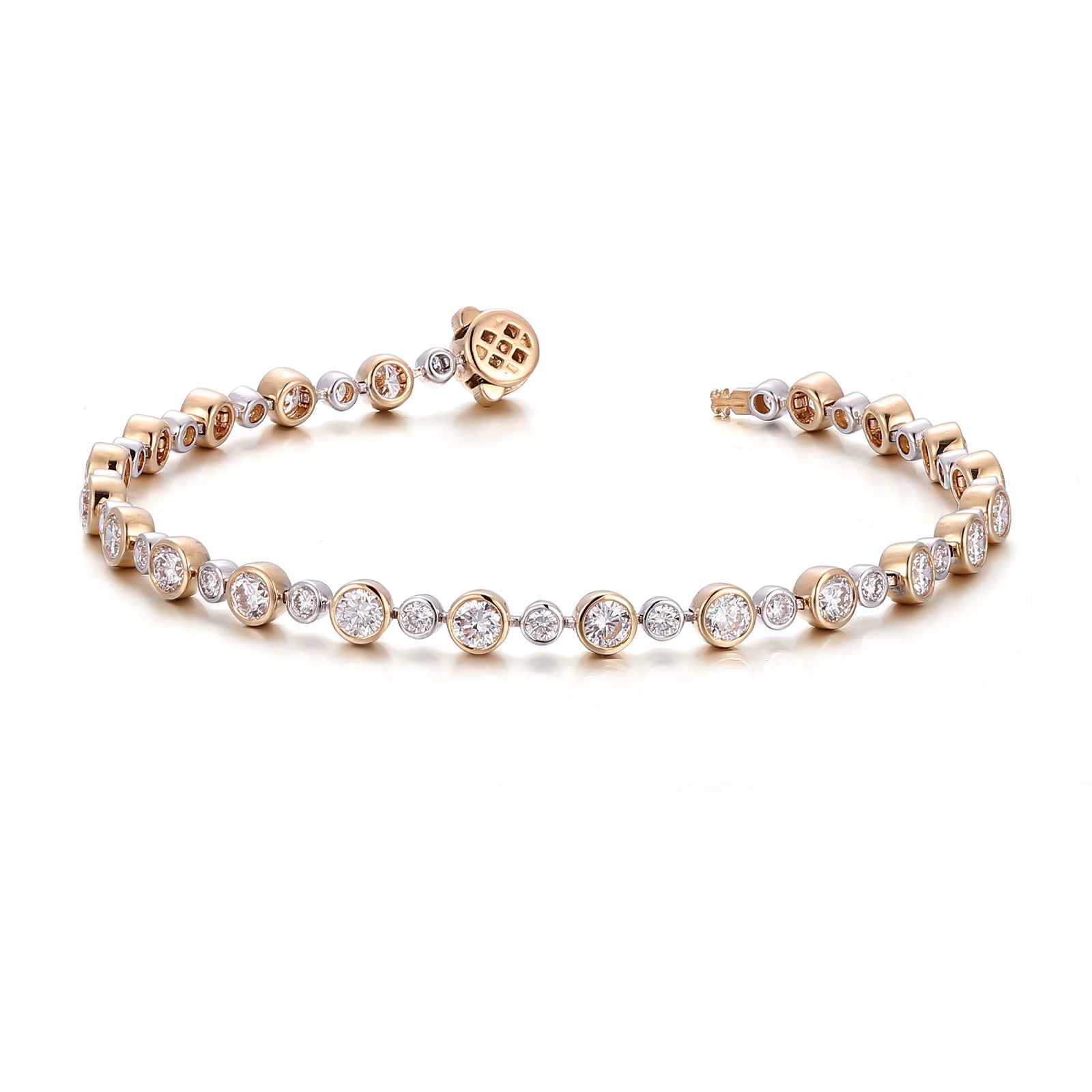 Dual-Tone 18Kt Radiance Lab Grown Diamond Bracelet | 18K Bracelet with Alternating 3.3ctw Round-Cut Lab Diamond