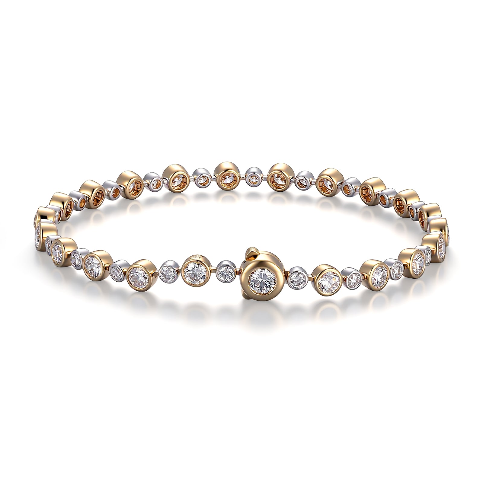 Dual-Tone 18Kt Radiance Lab Grown Diamond Bracelet | 18K Bracelet with Alternating 3.3ctw Round-Cut Lab Diamond