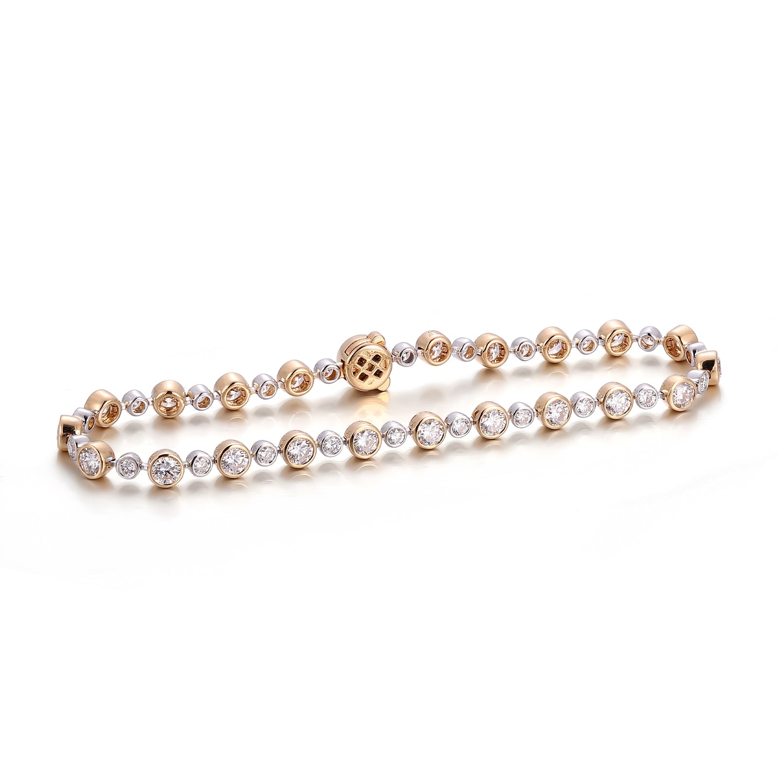 Dual-Tone 18Kt Radiance Lab Grown Diamond Bracelet | 18K Bracelet with Alternating 3.3ctw Round-Cut Lab Diamond