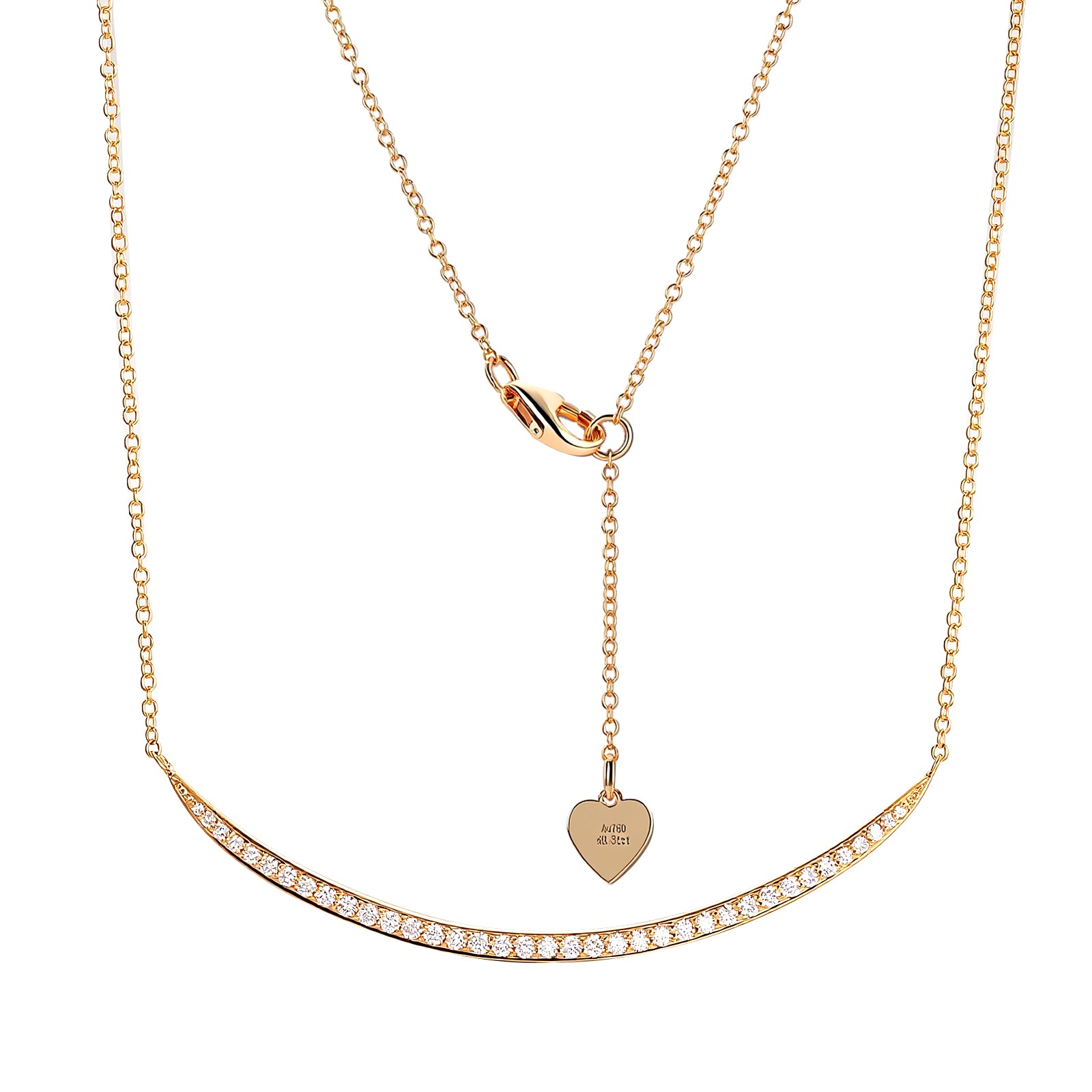 Smile Necklace | 18K Yellow Gold Crescent with 0.31ctw Scattered Lab Diamond Accents