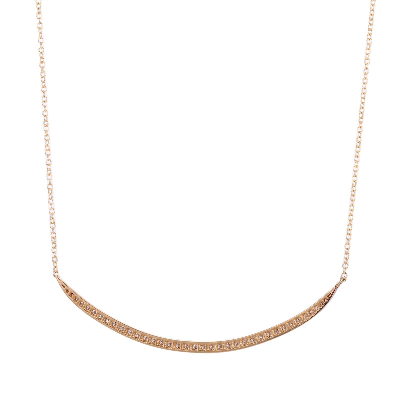 Smile Necklace | 18K Yellow Gold Crescent with 0.31ctw Scattered Lab Diamond Accents