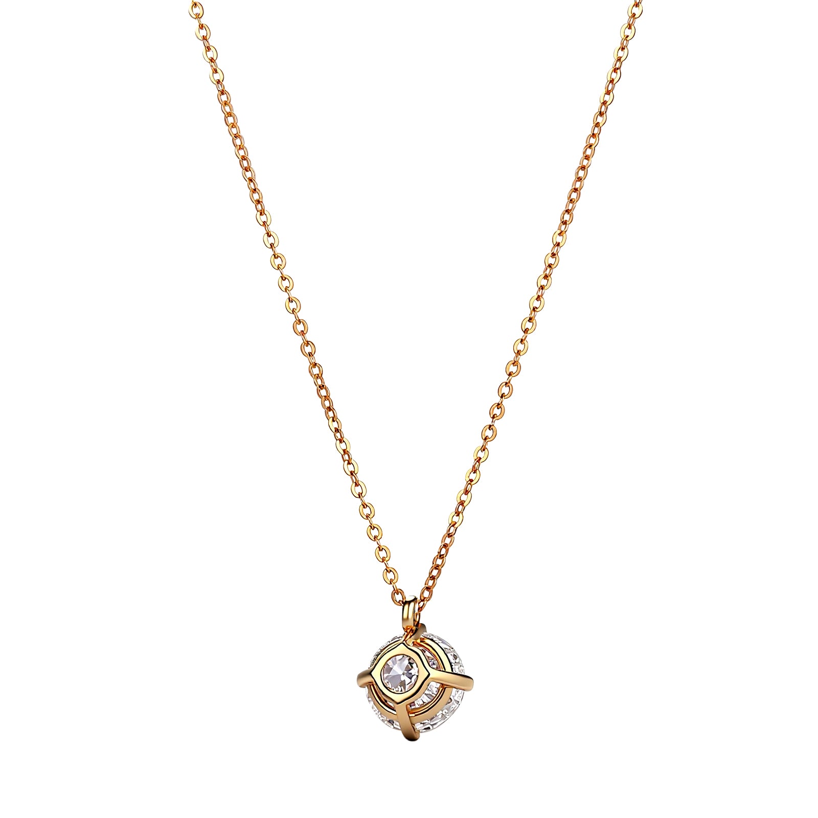 Aureate Solitaire Pendant Necklace | 1ct Round Lab Diamond Pendant Necklace in 18K Yellow Gold