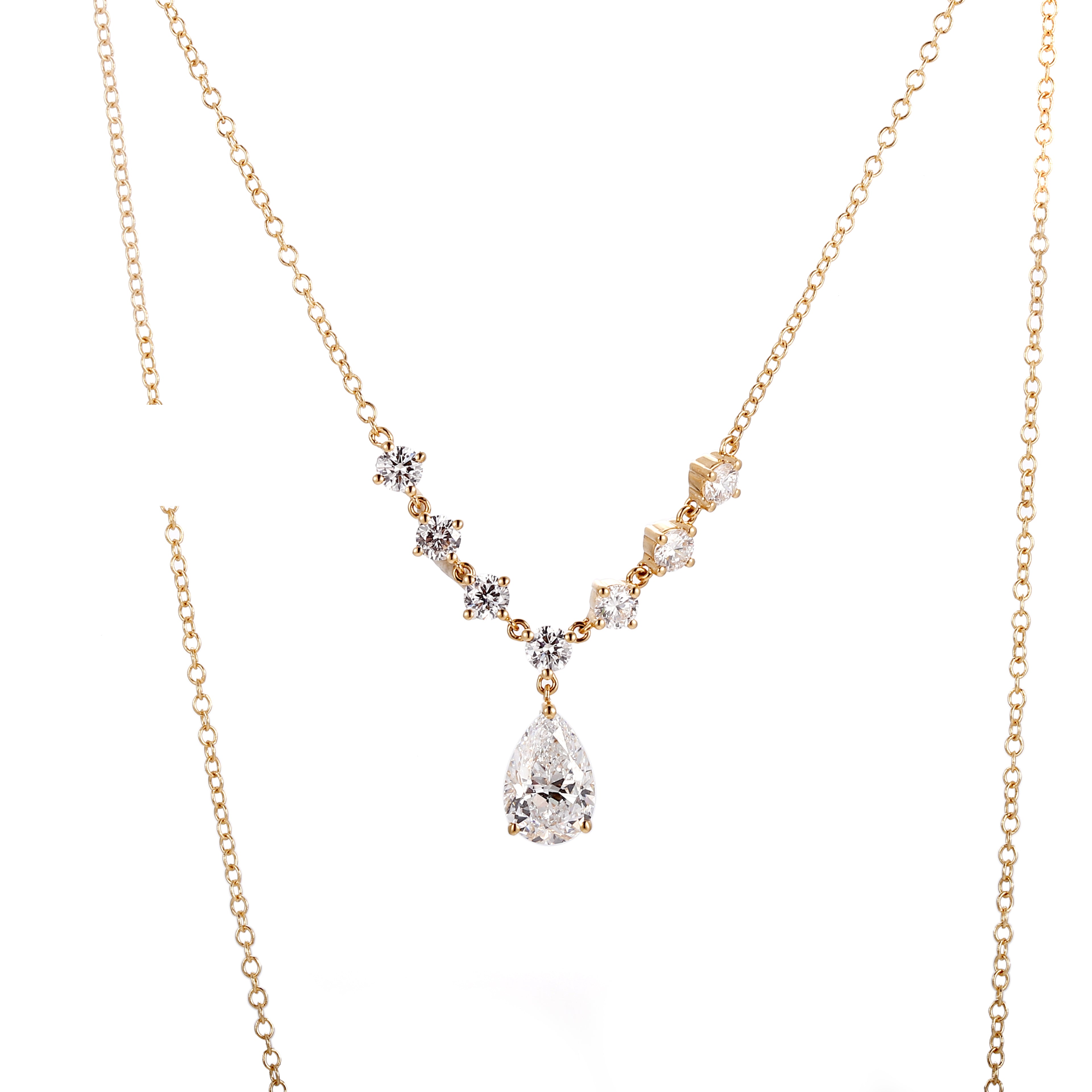 Pear Radiance Pendant Necklace | 1.6ctw Pear-Cut Lab Diamond Necklace in 18K Gold with Arc Halo