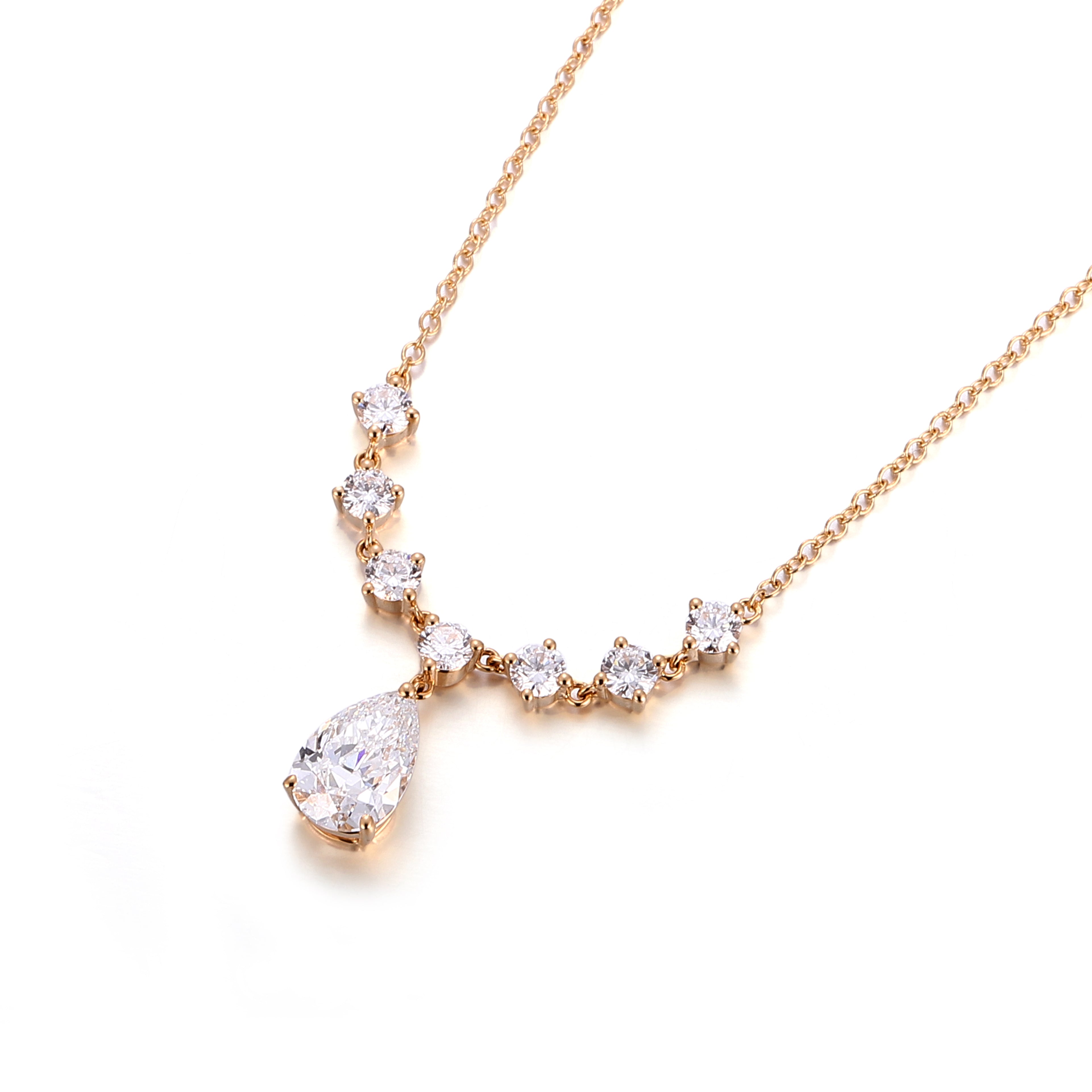 Pear Radiance Pendant Necklace | 1.6ctw Pear-Cut Lab Diamond Necklace in 18K Gold with Arc Halo